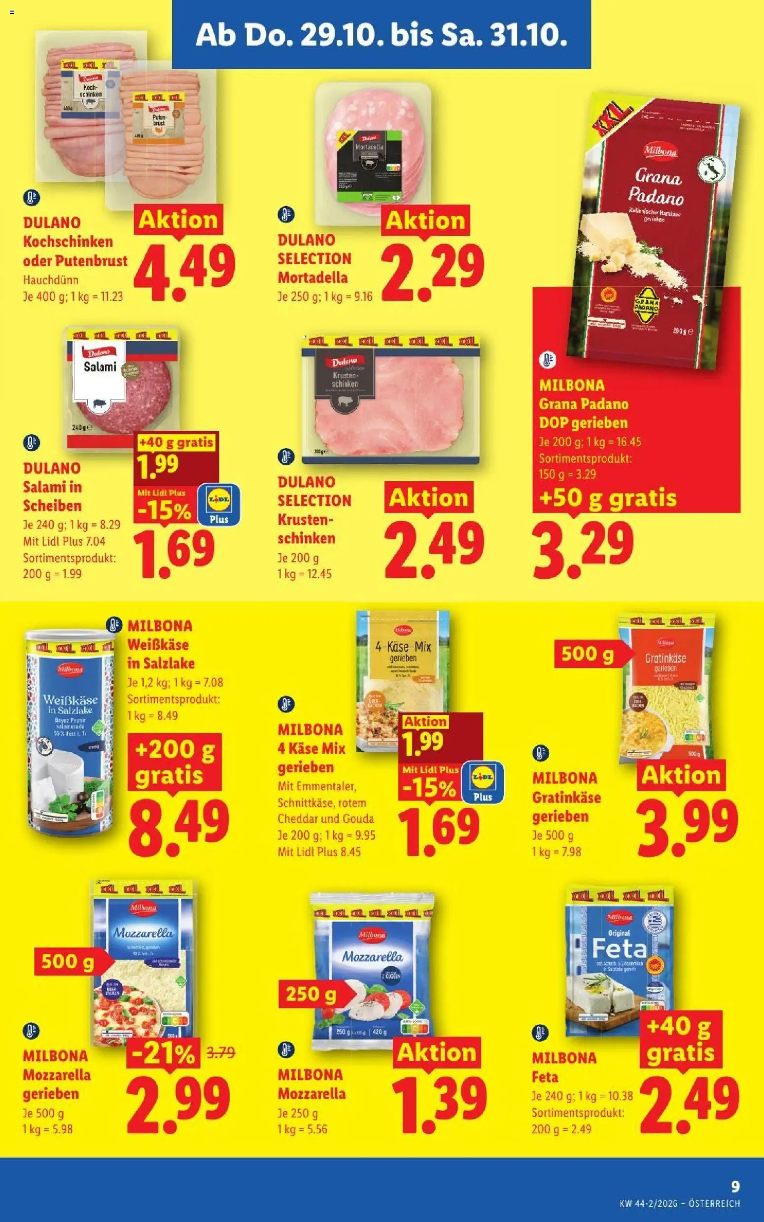 Lidl Flugblatt gültig ab 29.10.2026 | Seite: 11 | Produkte: Weißkäse, Käse, Salami, Schinken