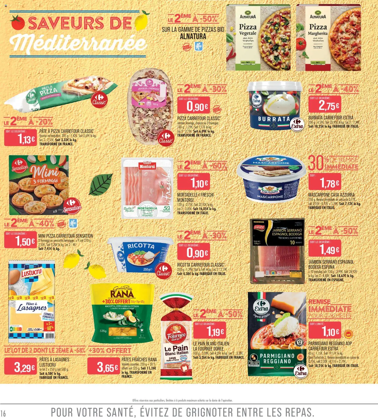 {H1} | Page: 16 | Produits: Jambon serrano, Pizza, Mascarpone, Ricotta
