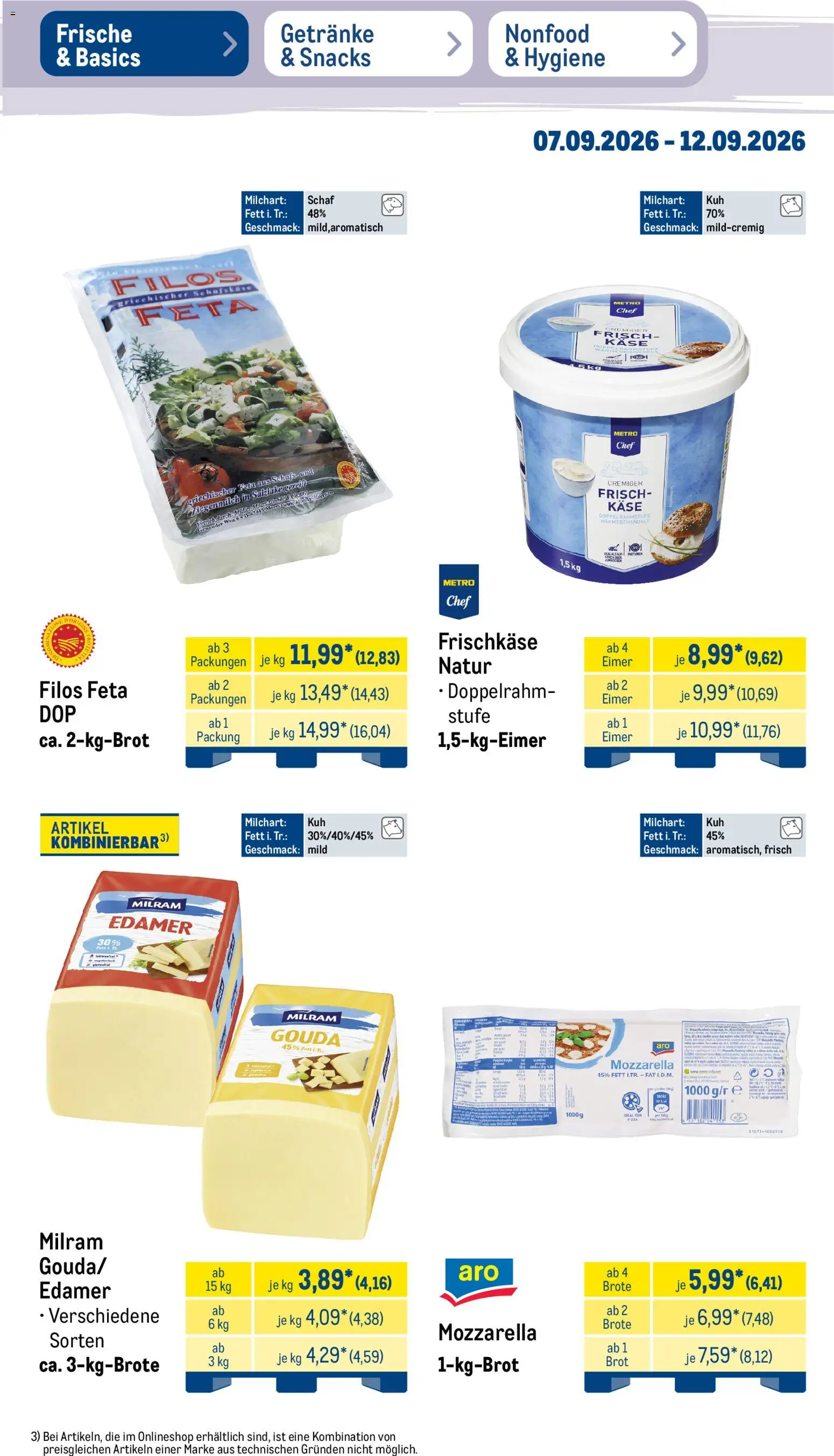 Metro Prospekt – gültig ab 07.09.2026 | Seite: 13 | Produkte: Feta, Käse, Mozzarella, Gouda