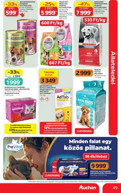 Auchan akciós újság - amely érvényes a következő dátumtól: 14.05.2026 | Oldal: 49 | Termékek: Macskaeledel, Whiskas, Kullancsriasztó, Pelenka