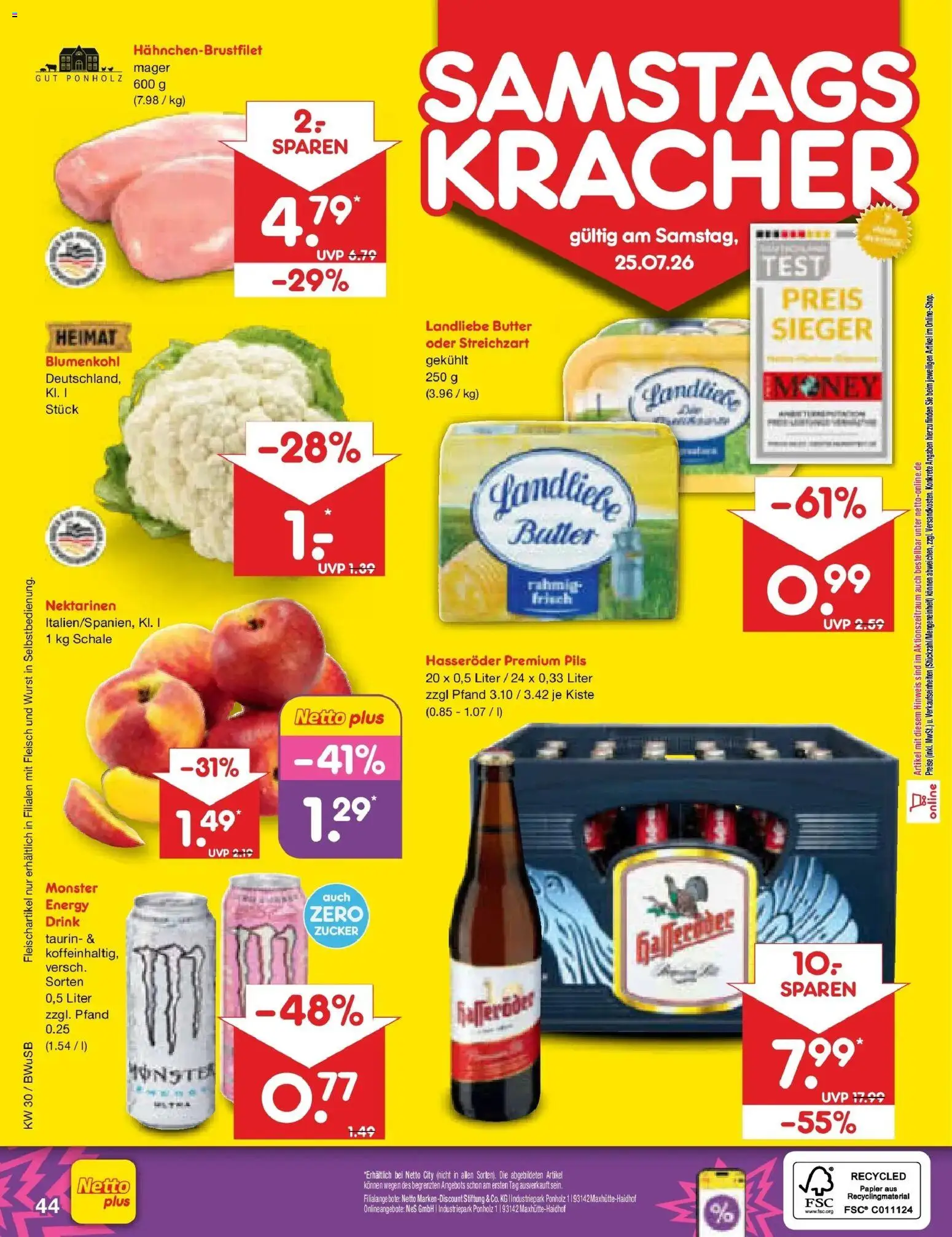 Netto Marken-Discount Prospekt Stemwede-Dielingen – gültig ab 20.07.2026 | Seite: 68 | Produkte: Nektarinen, Pils, Monster, Fleisch