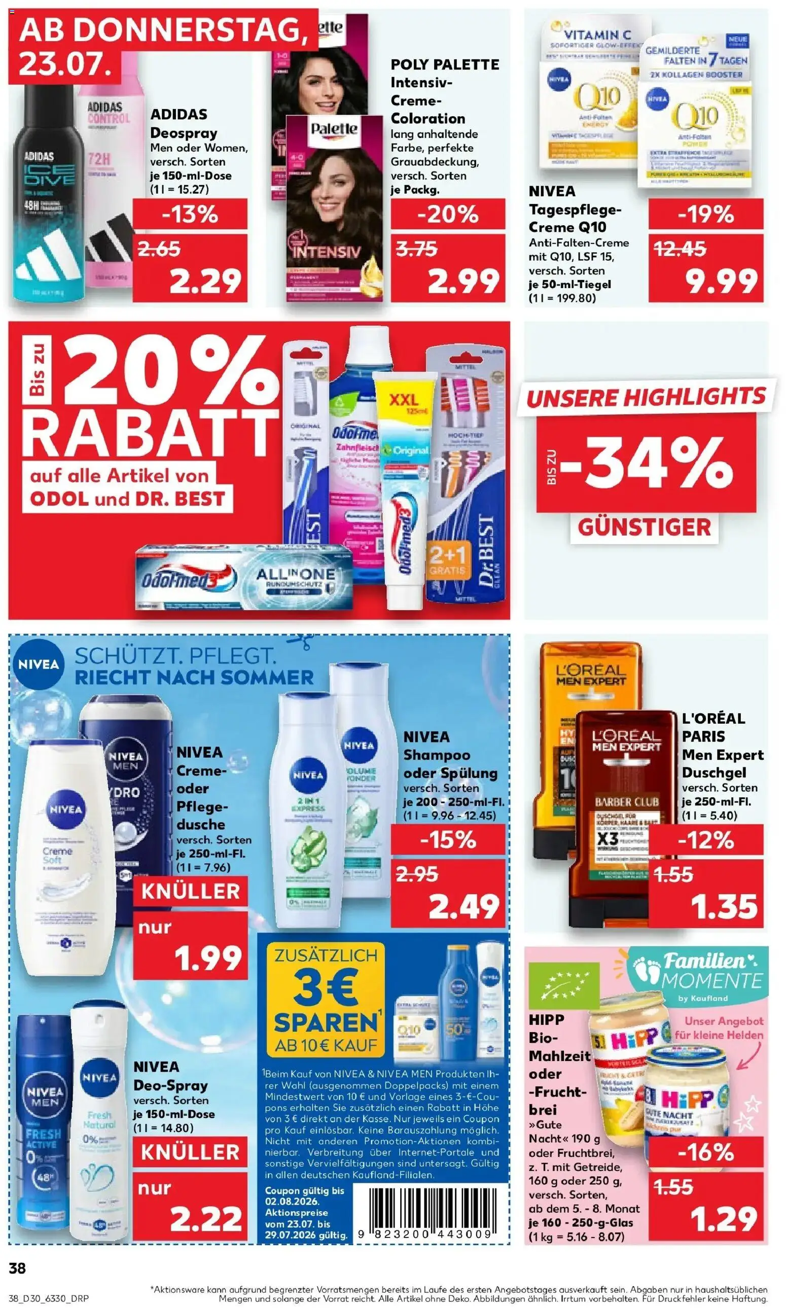 Kaufland Prospekt Bad Segeberg – gültig ab 23.07.2026 | Seite: 38 | Produkte: Dusche, Shampoo, Spülung, Deospray