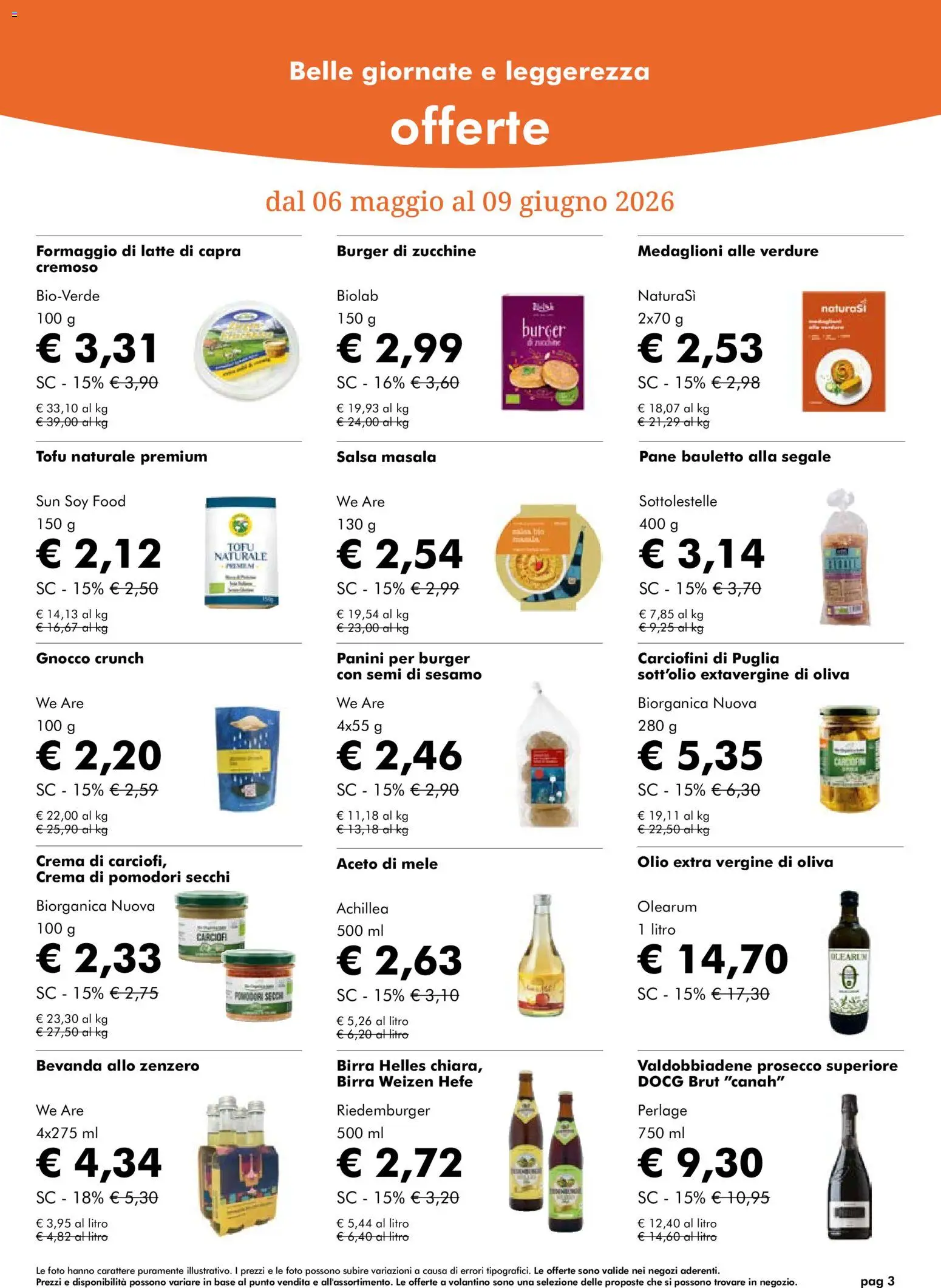 Volantino Natura Sì del 06.05.2026 | Pagina: 3 | Prodotti: Crema, Latte, Pomodori, Zucchine