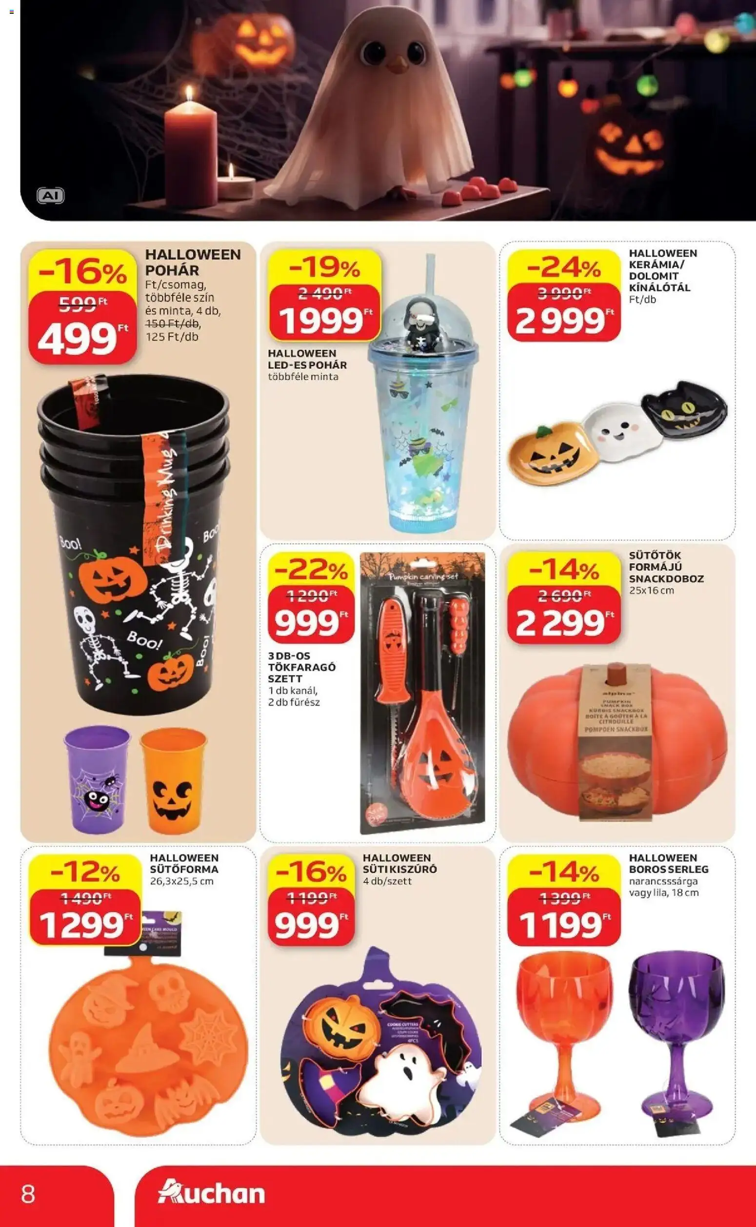 Auchan akciós újság Kecskemét - 2026.10.02. -tól/töl > akció, lapozható szórólap 🛍️ | Oldal: 8 | Termékek: Sütőtök, Sütőforma, Pohár