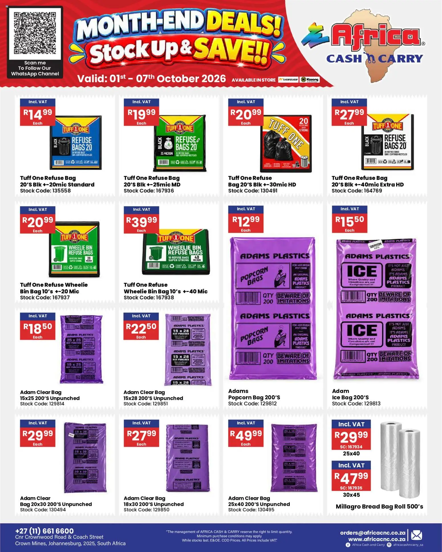 New Africa Cash & Carry catalogue – valid from 01/10/2026 | Page: 58 | Products: Corn, Bag, Popcorn, Refuse bags