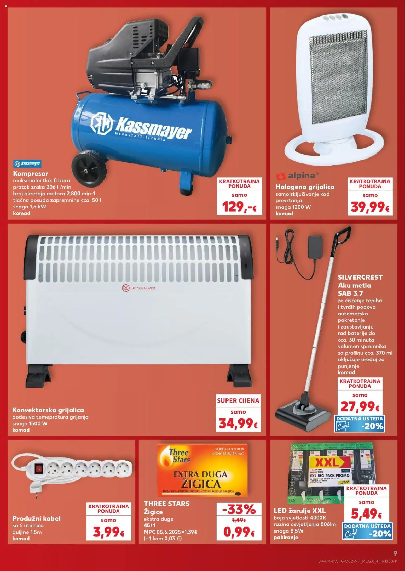 Kaufland katalog | vrijedi od 30.09.2026 | Stranica: 9 | Proizvodi: Utičnica, Metla, Baterije, Kompresor