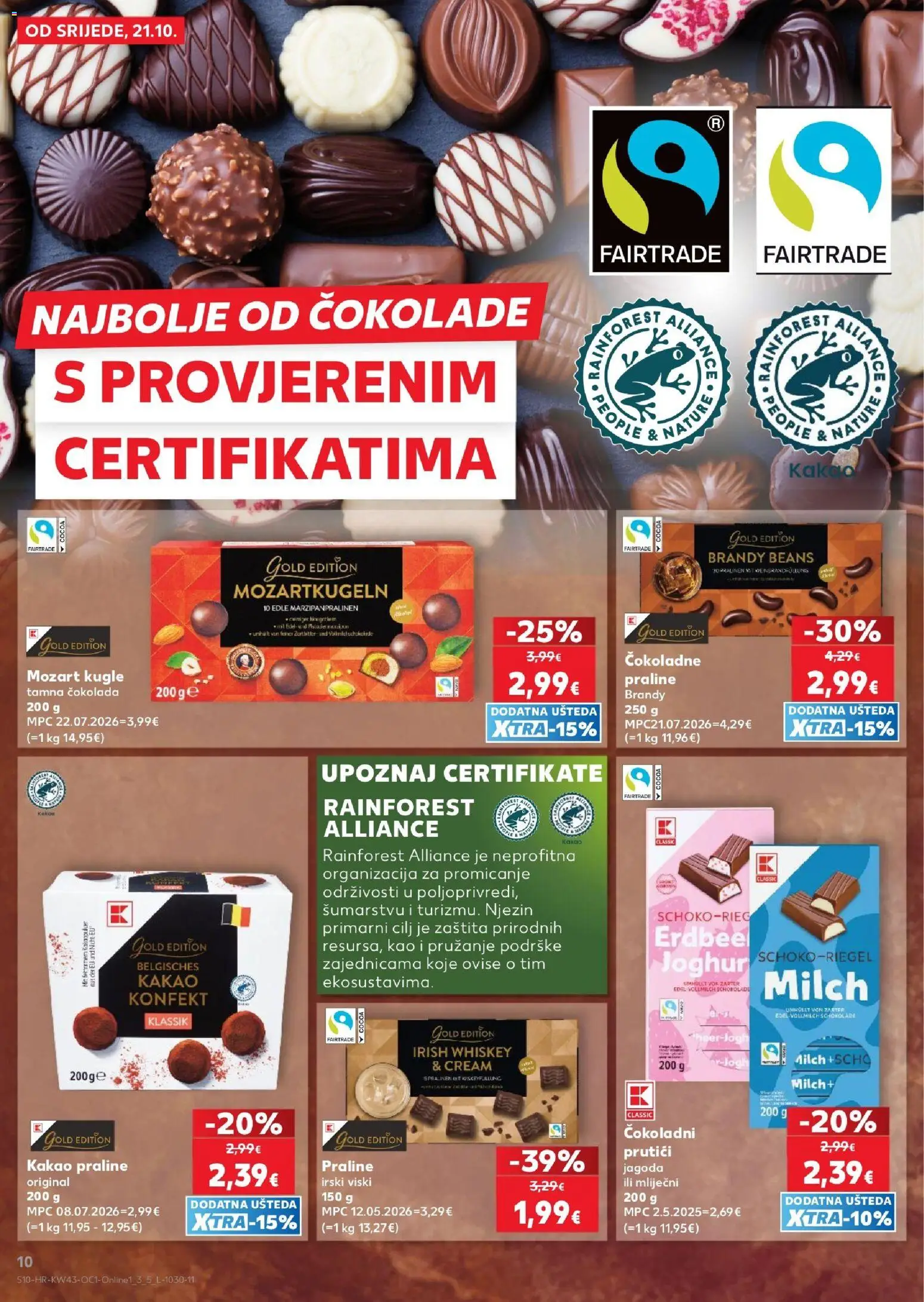 Kaufland katalog | vrijedi od 21.10.2026 | Stranica: 10 | Proizvodi: Praline, Viski, Kakao, Tamna čokolada