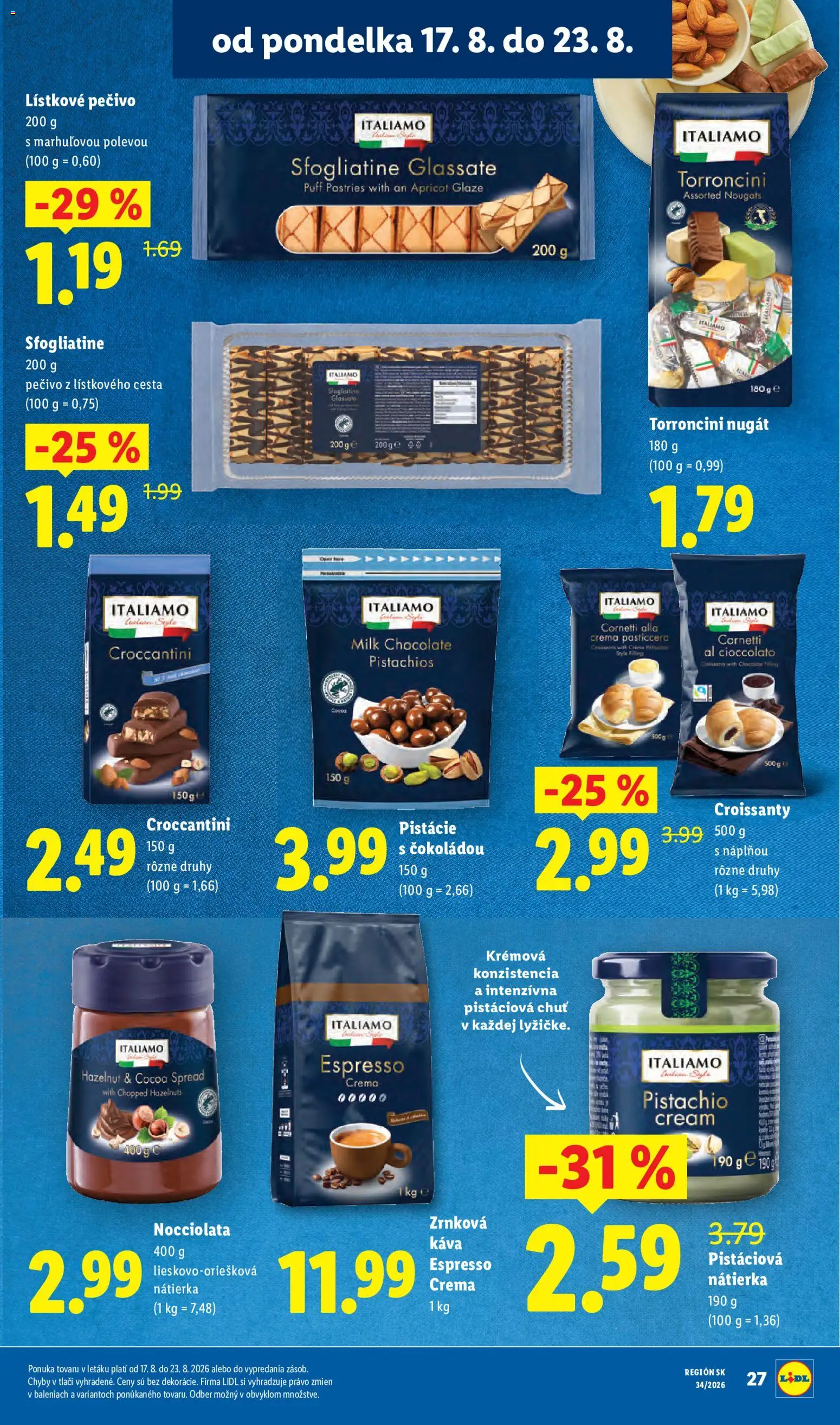 Nové Lidl akcie – leták je platný od 17.08.2026 | Strana: 36 | Produkty: Káva, Nátierka, Pečivo, Zrnková káva
