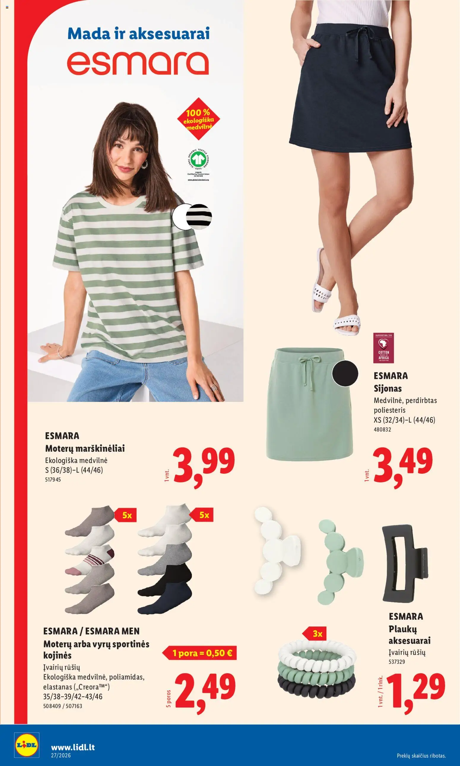 LIDL akcijos nuo 2026.06.29 | Puslapis: 12 | Prekių: Sijonas, Marškinėliai, Kojinės