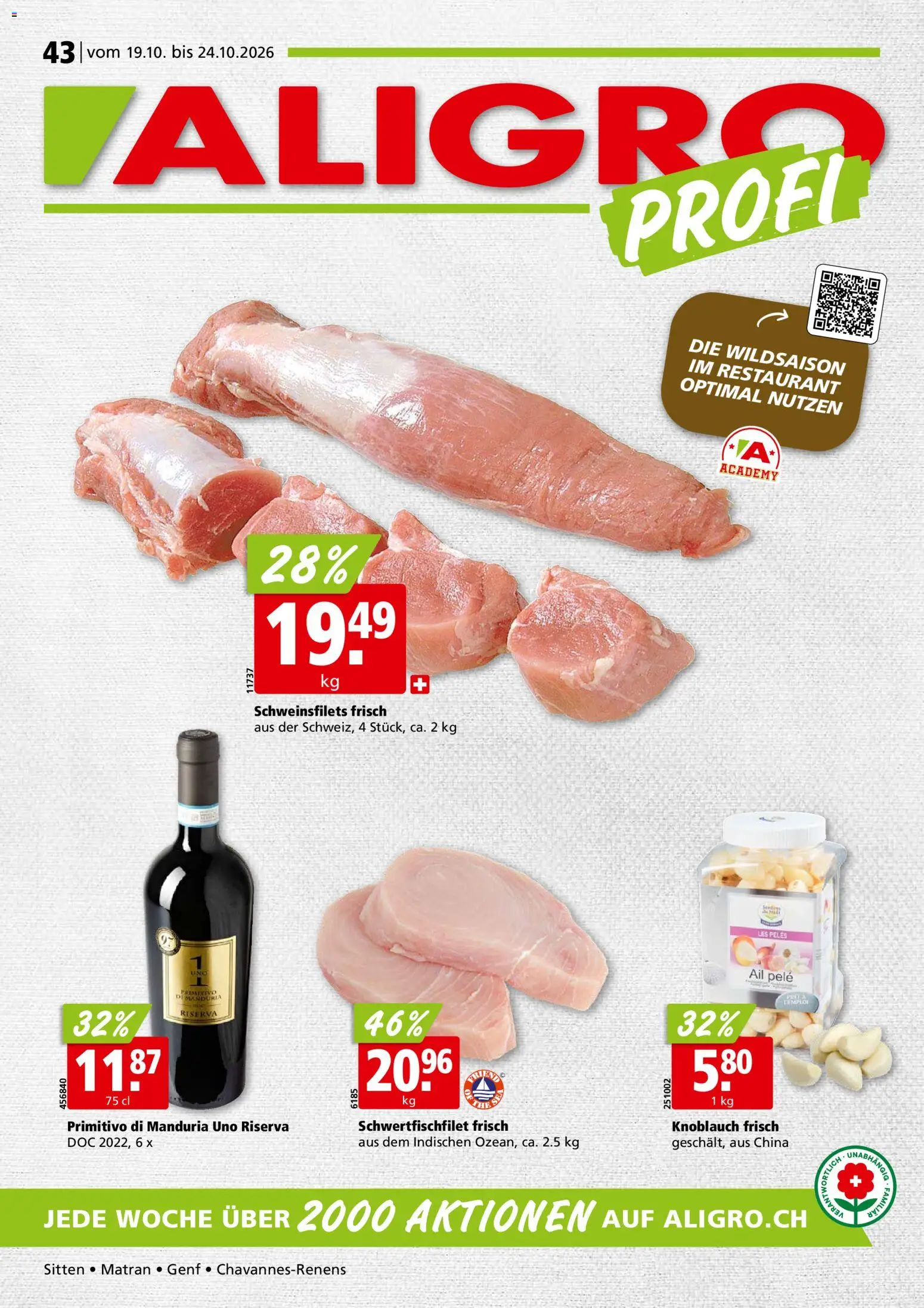Aligro aktionen Chavannes, Matran, Genf, Sitten – gültig ab 19.10.2026 | Seite: 1 | Produkte: Knoblauch