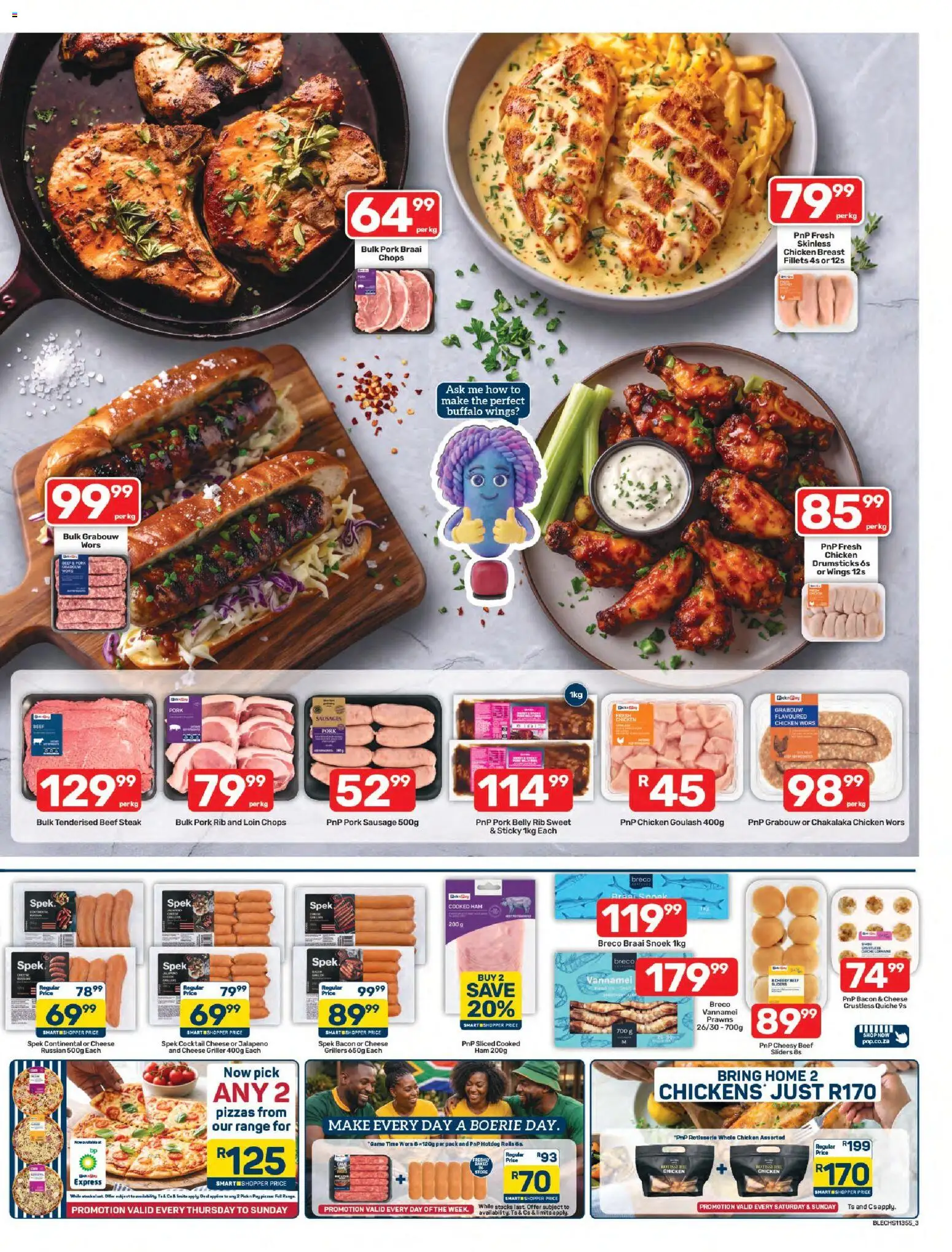 New Pick n Pay catalogue – valid from 26/10/2026 | Page: 3 | Products: Chicken drumsticks, Pork belly, Sausage, Bacon