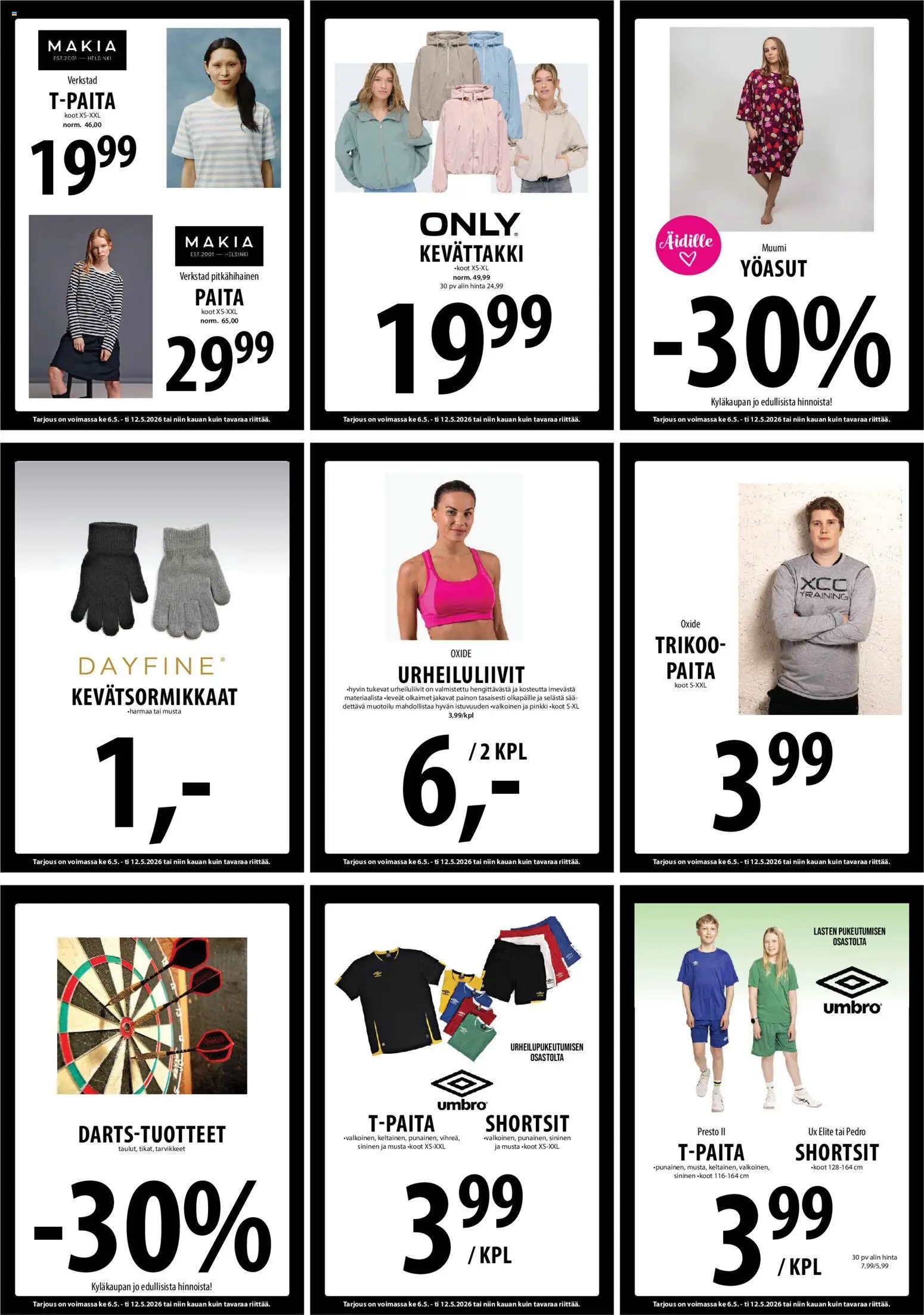 Tuuri tarjoukset – voimassa 06.05.2026 alkaen | Sivu: 20 | Tuotteet: Urheiluliivit, Paita, Shortsit