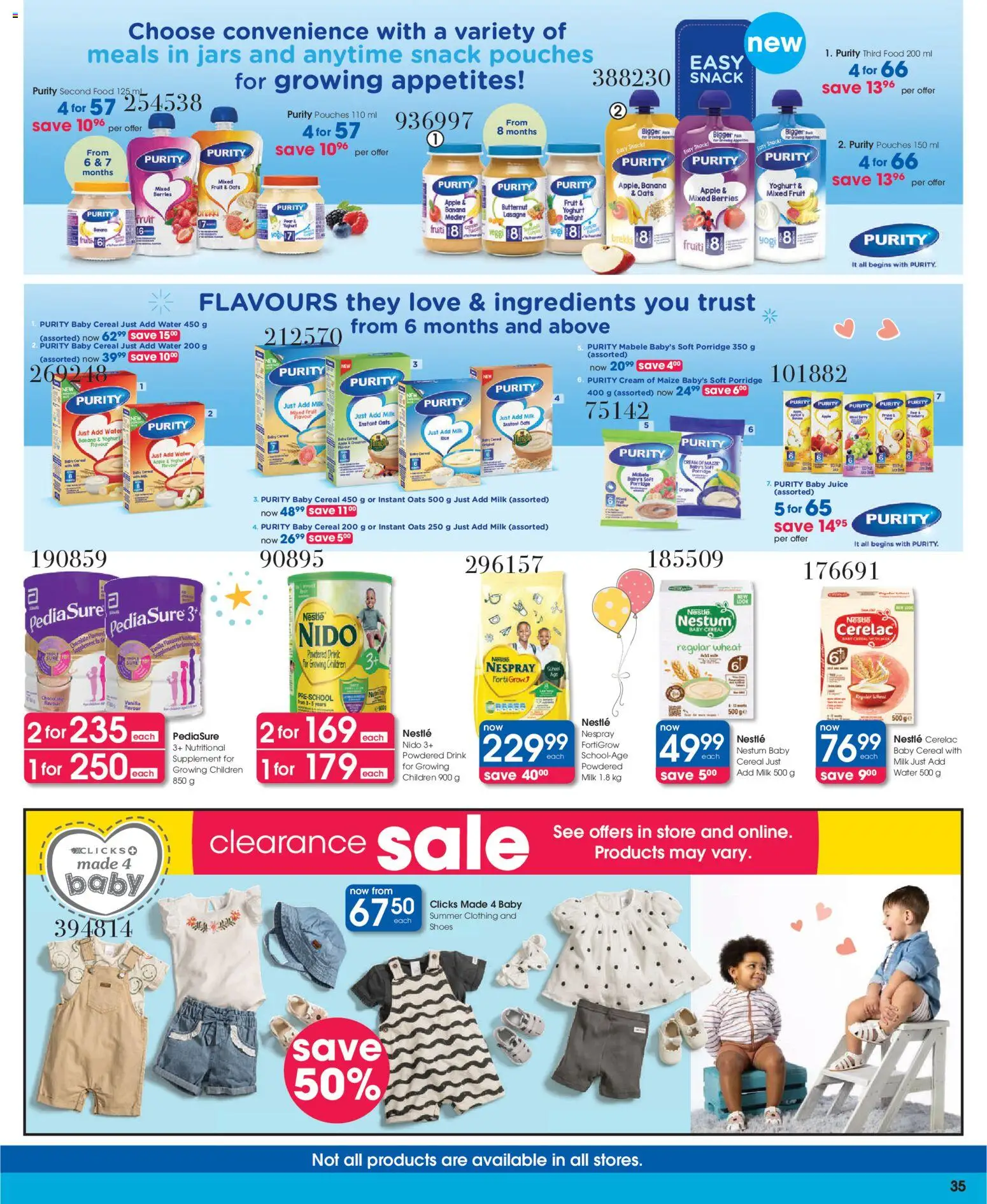 New Clicks catalogue – valid from 11.03.2026 | Page: 35 | Products: Yoghurt, Milk, Juice, Water