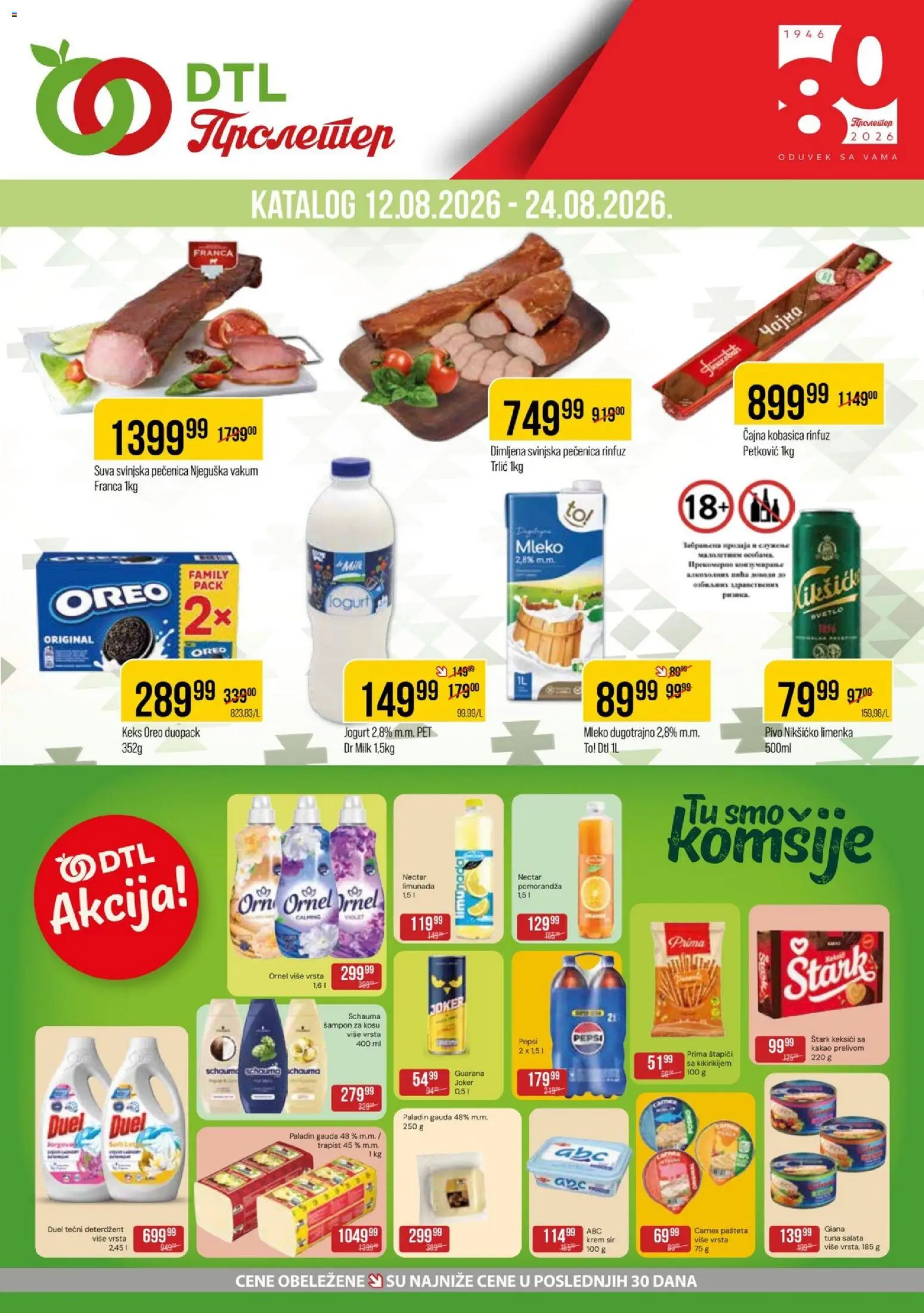 Metalac Proleter katalog - važi od 12.08.2026 | Strana: 1 | Proizvode: Tečni deterdžent, Šampon, Jogurt, Pašteta