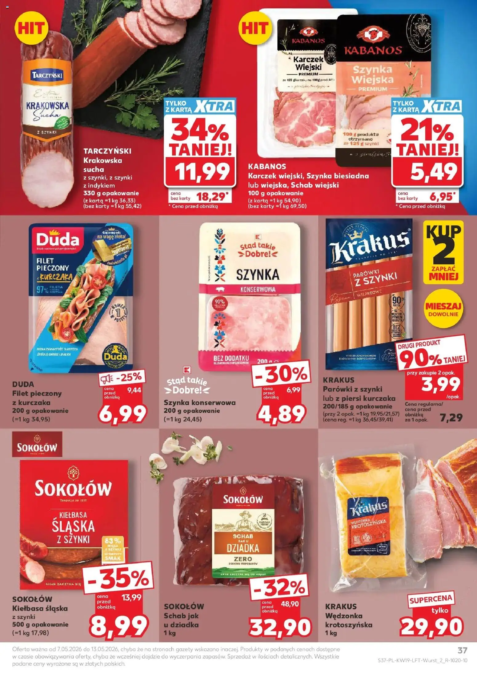 Kaufland gazetka od 07.05.2026 | Strona: 37 | Produkty: Kiełbasa, Karta, Piersi, Parówki