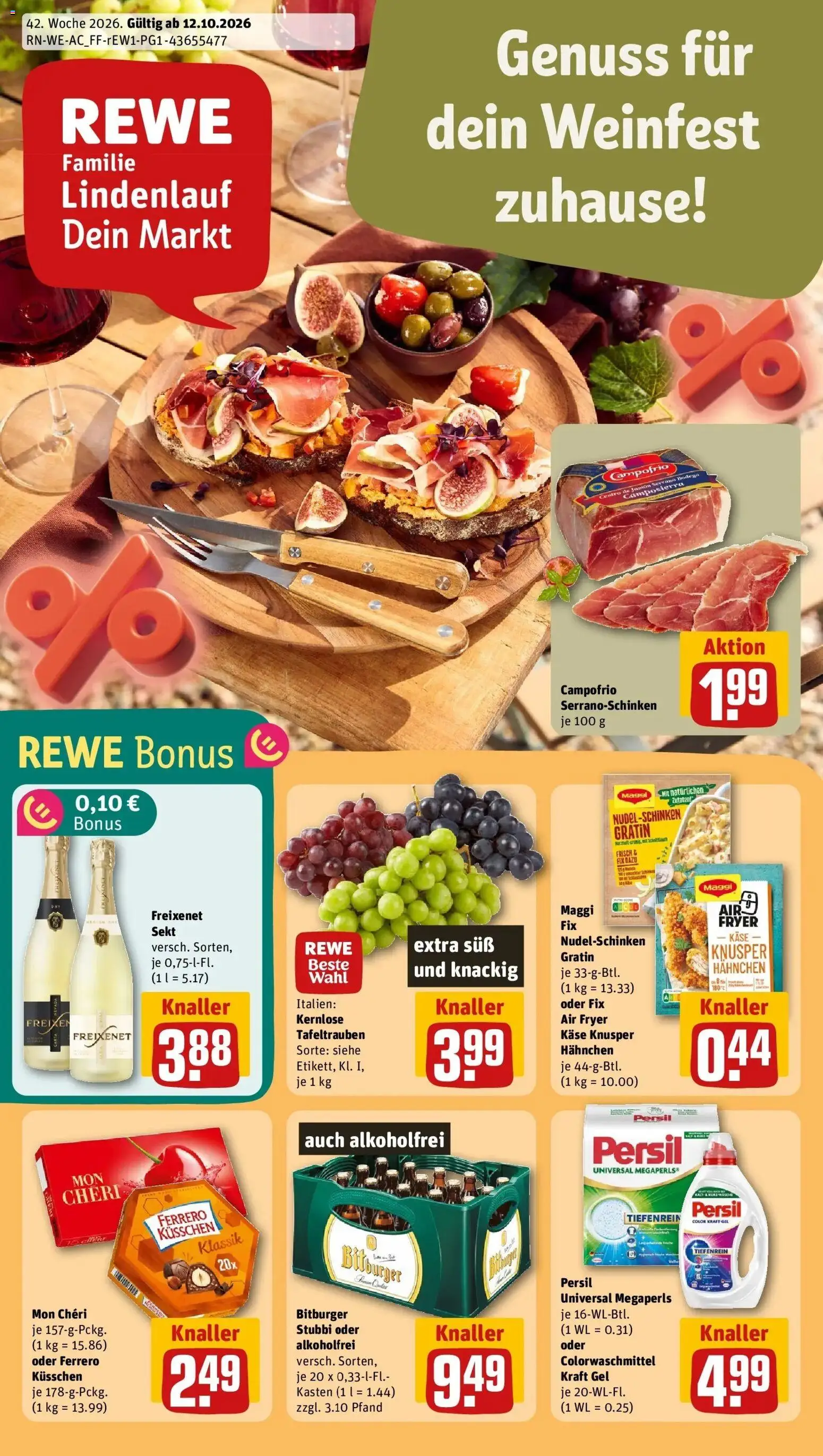 REWE Prospekt ab 12.10.2026 zum Blättern » Angebote | Seite: 1 | Produkte: Maggi, Sekt, Persil, Mon cheri