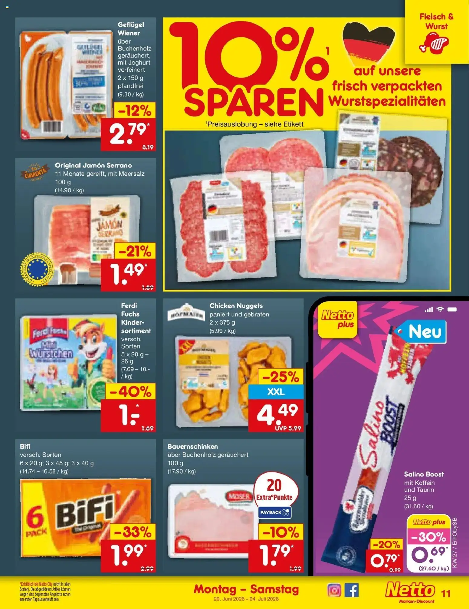 Netto Marken-Discount Prospekt Mauern – gültig ab 29.06.2026 | Seite: 15 | Produkte: Joghurt, Bifi, Wurst, Fleisch
