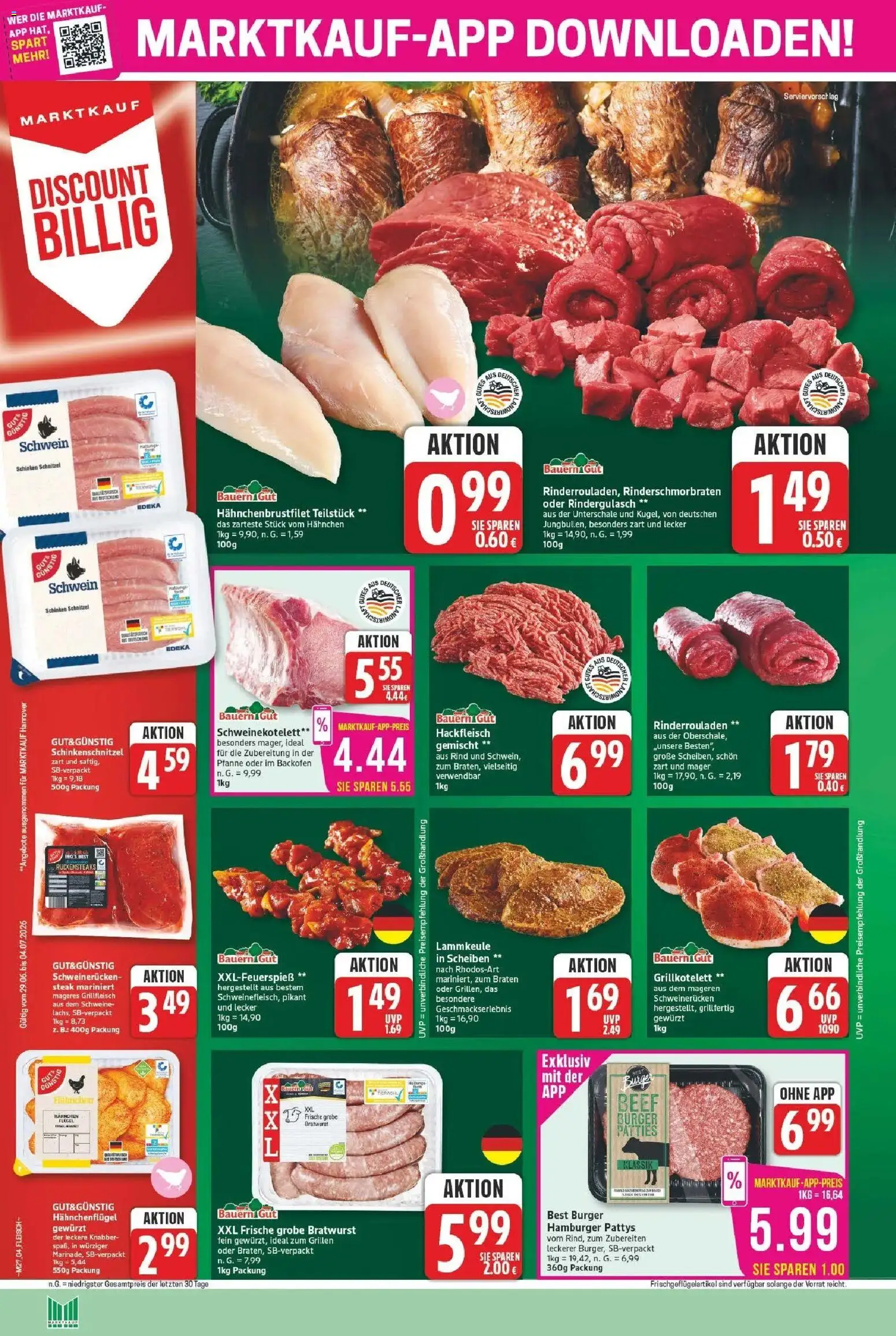 Marktkauf - Wochenangebote – gültig ab 28.06.2026 | Seite: 4 | Produkte: Hahnchen, Grillfleisch, Schinken, Steak