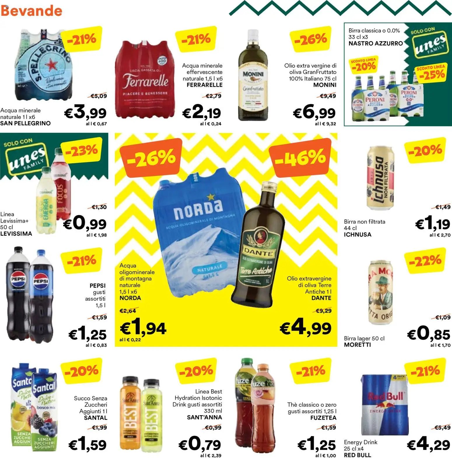 Volantino Unes del 08/10/2026 | Pagina: 8 | Prodotti: Acqua, Olio, Olio extra vergine, Ferrarelle