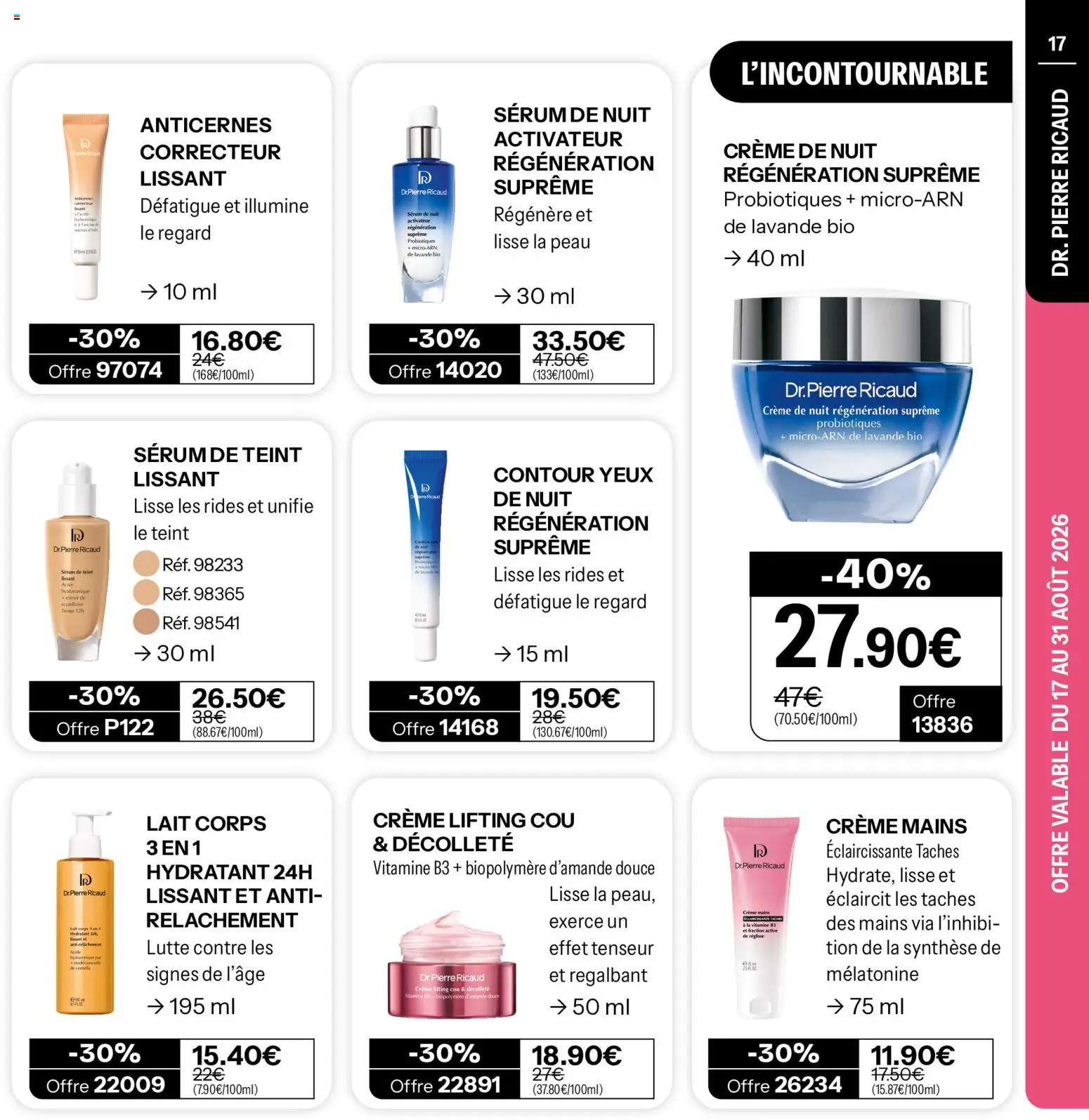 {H1} | Page: 42 | Produits: Lavande, Correcteur, Crème de nuit, Lait