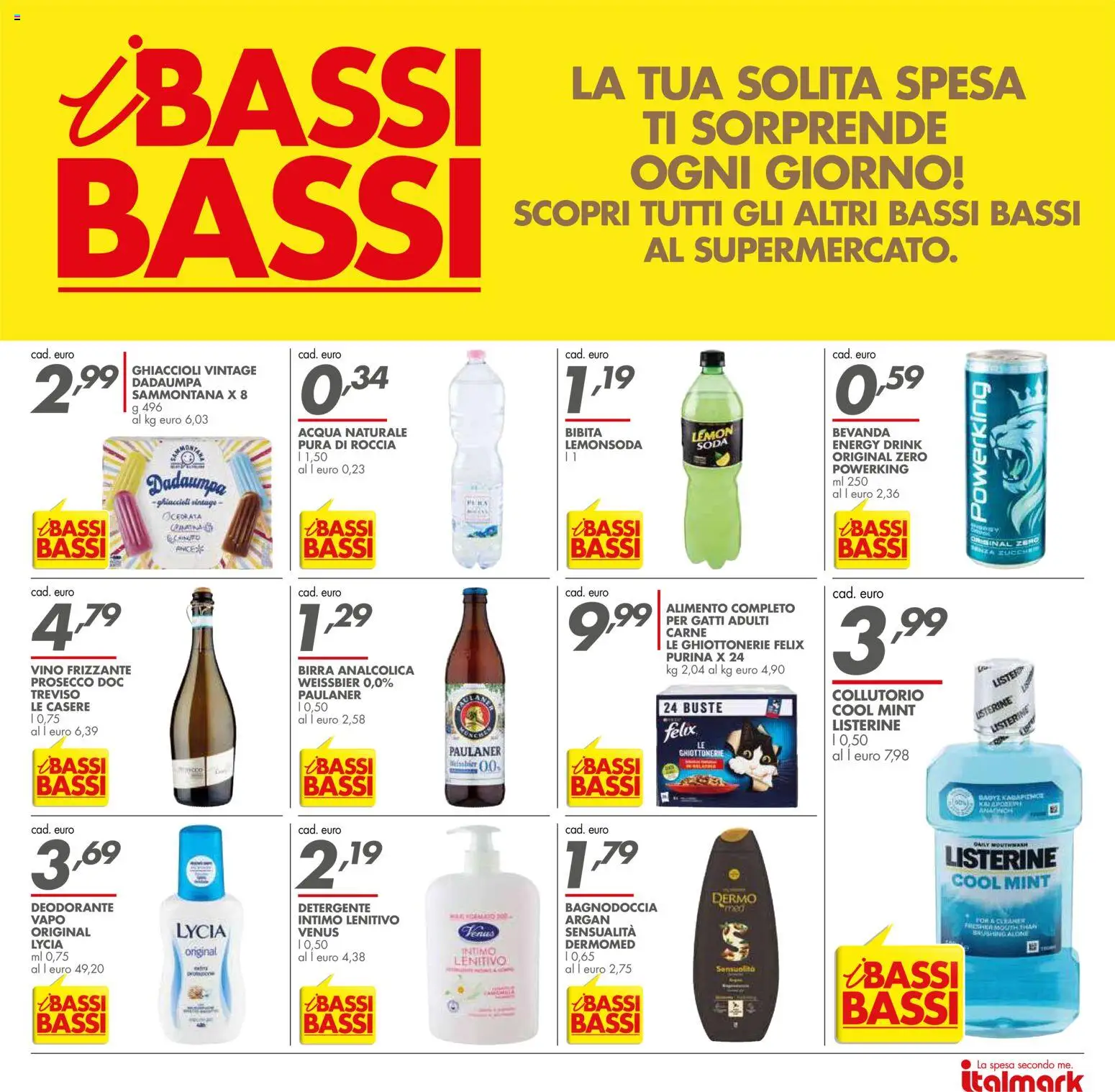 Volantino Italmark del 29/07/2026 | Pagina: 38 | Prodotti: Collutorio, Prosecco, Acqua naturale, Audio
