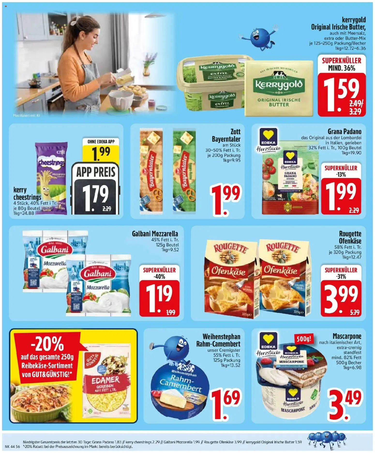 Edeka Prospekt Gersthofen (ab 26.10.2026) » Angebote Online | Seite: 8 | Produkte: Grana Padano, Butter, Mascarpone, Rougette ofenkase