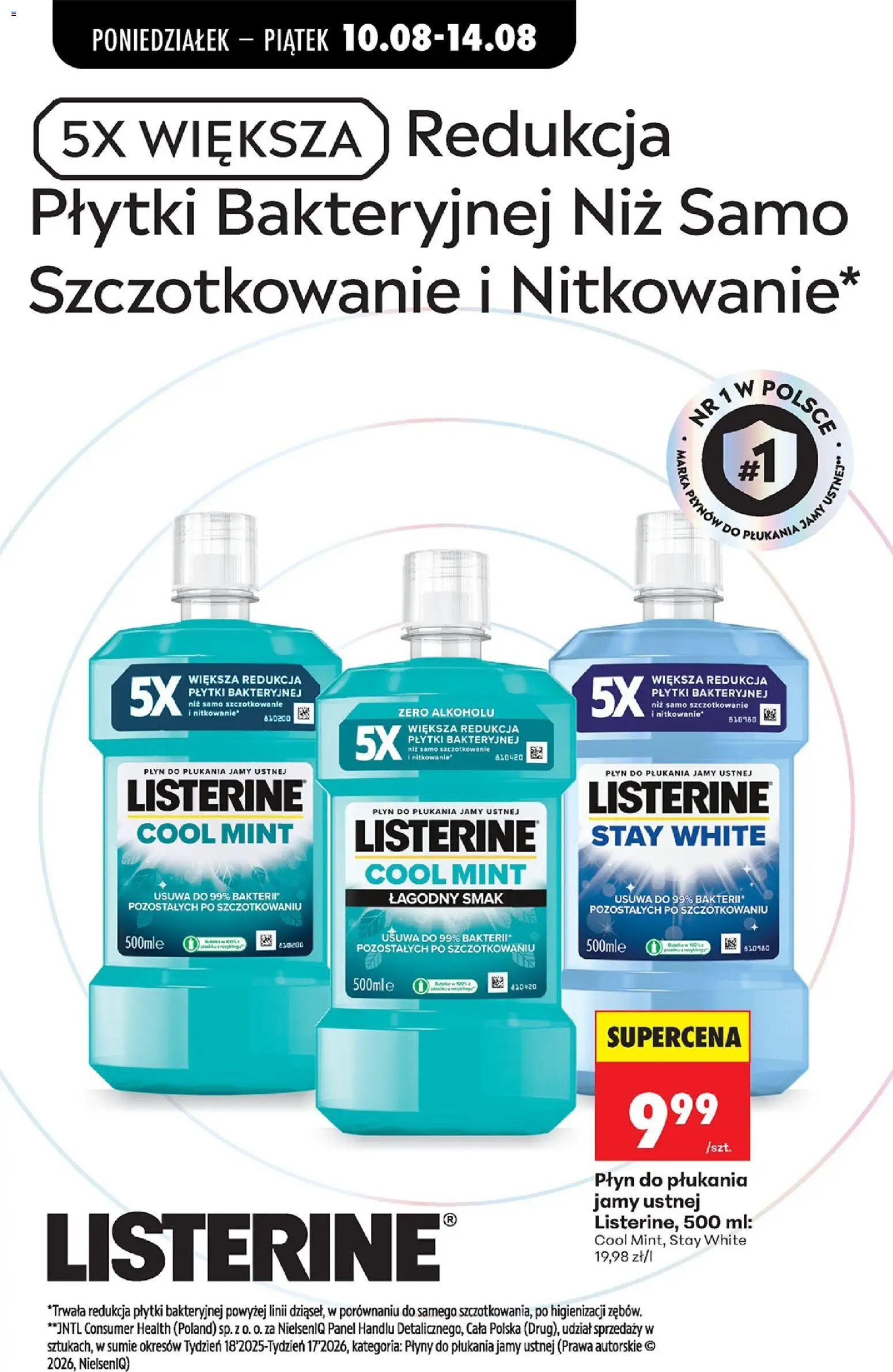 Biedronka gazetka od 10.08.2026 | Strona: 79 | Produkty: Płyn do płukania, Listerine, Płytki, Płyn do płukania jamy ustnej