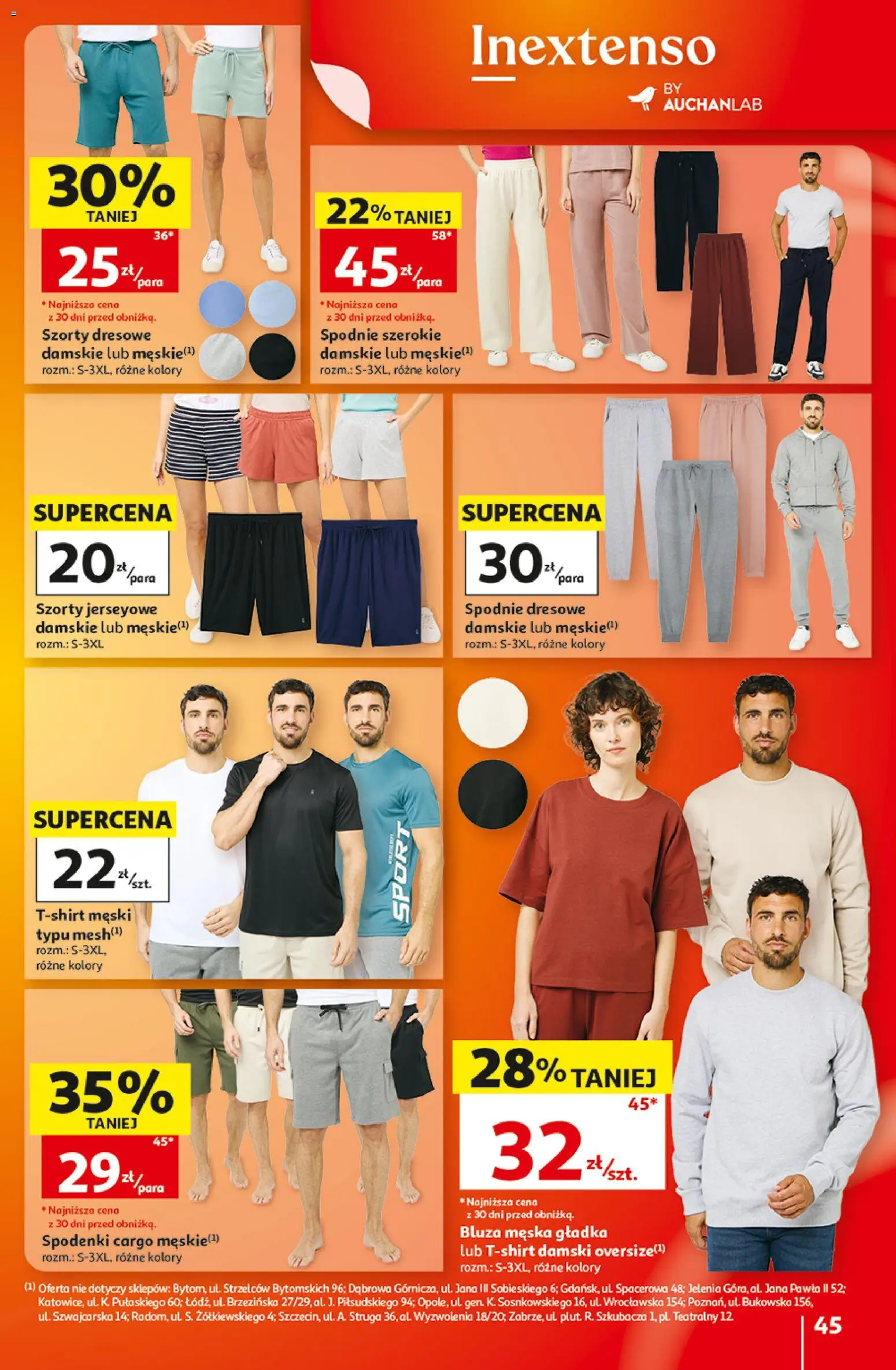 Auchan gazetka - 30 Lat Hipermarket od 20.08.2026 | Strona: 45 | Produkty: Szorty, Spodnie, Spodenki