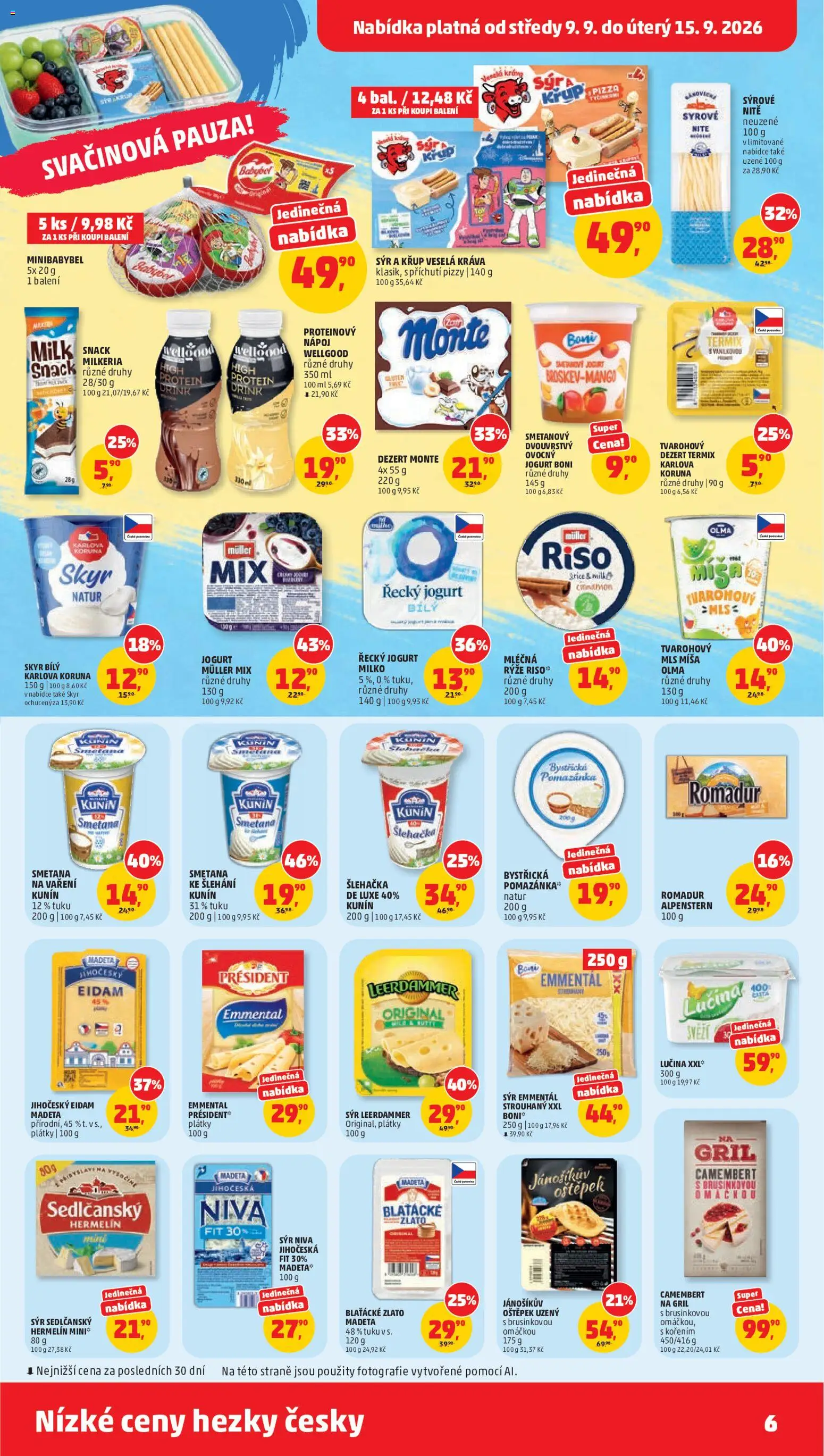 Penny Market leták od 09.09.2026 | Strana: 6 | Produkty: Jogurt, Lučina, Mléčná rýže, Romadur