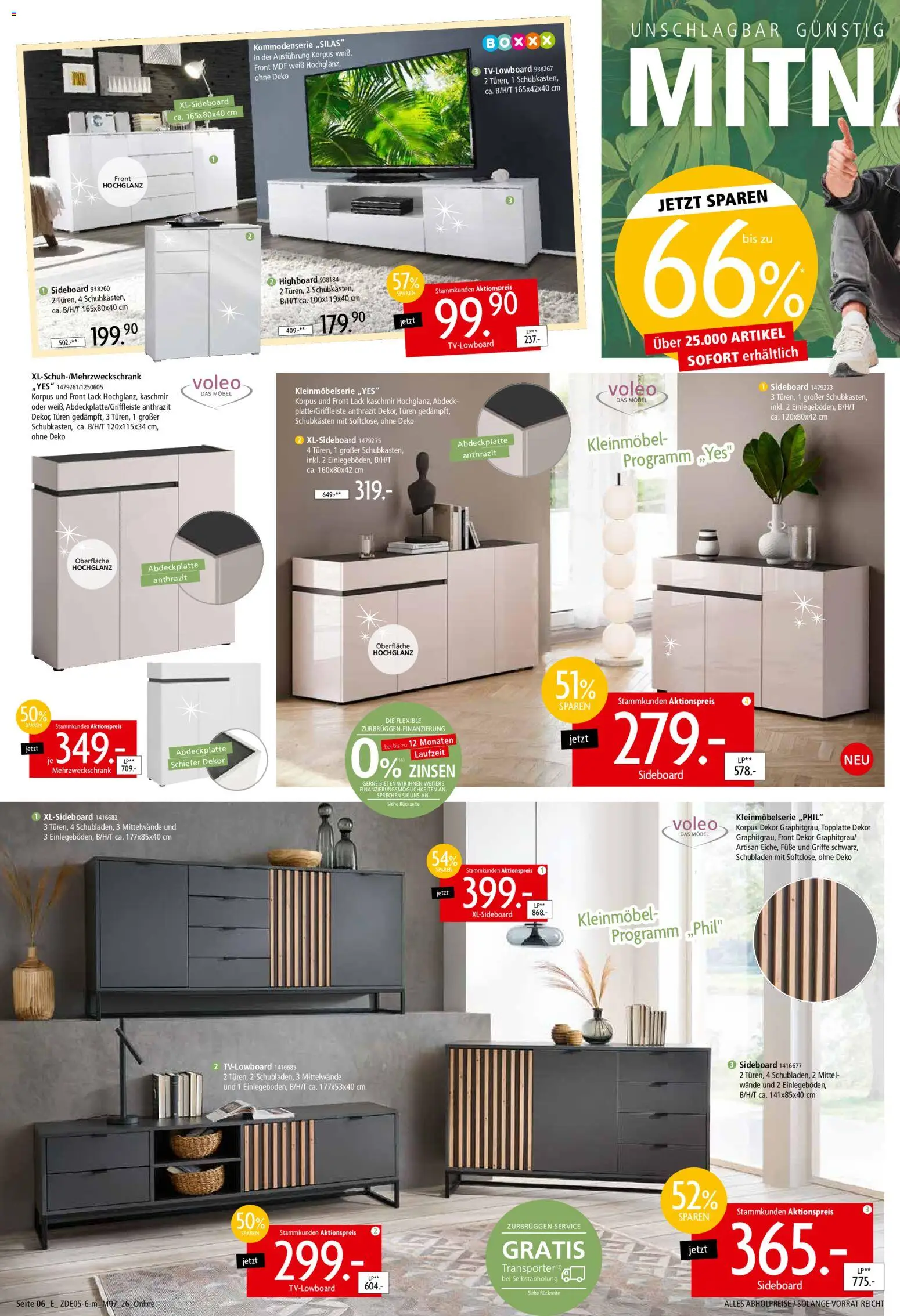 Zurbrüggen Z2 Mitnahme Möbel – gültig ab 16.05.2026 | Seite: 20 | Produkte: Sideboard, HIghboard