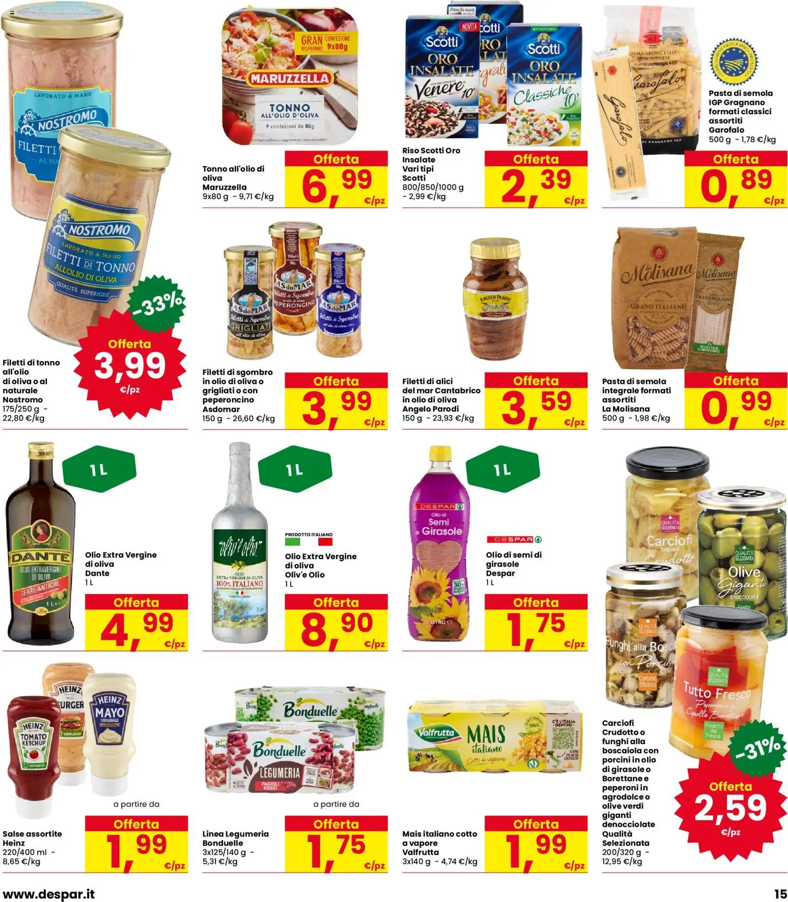 Volantino Eurospar del 13/08/2026 | Pagina: 15 | Prodotti: Riso, La Molisana, Semola, Alici