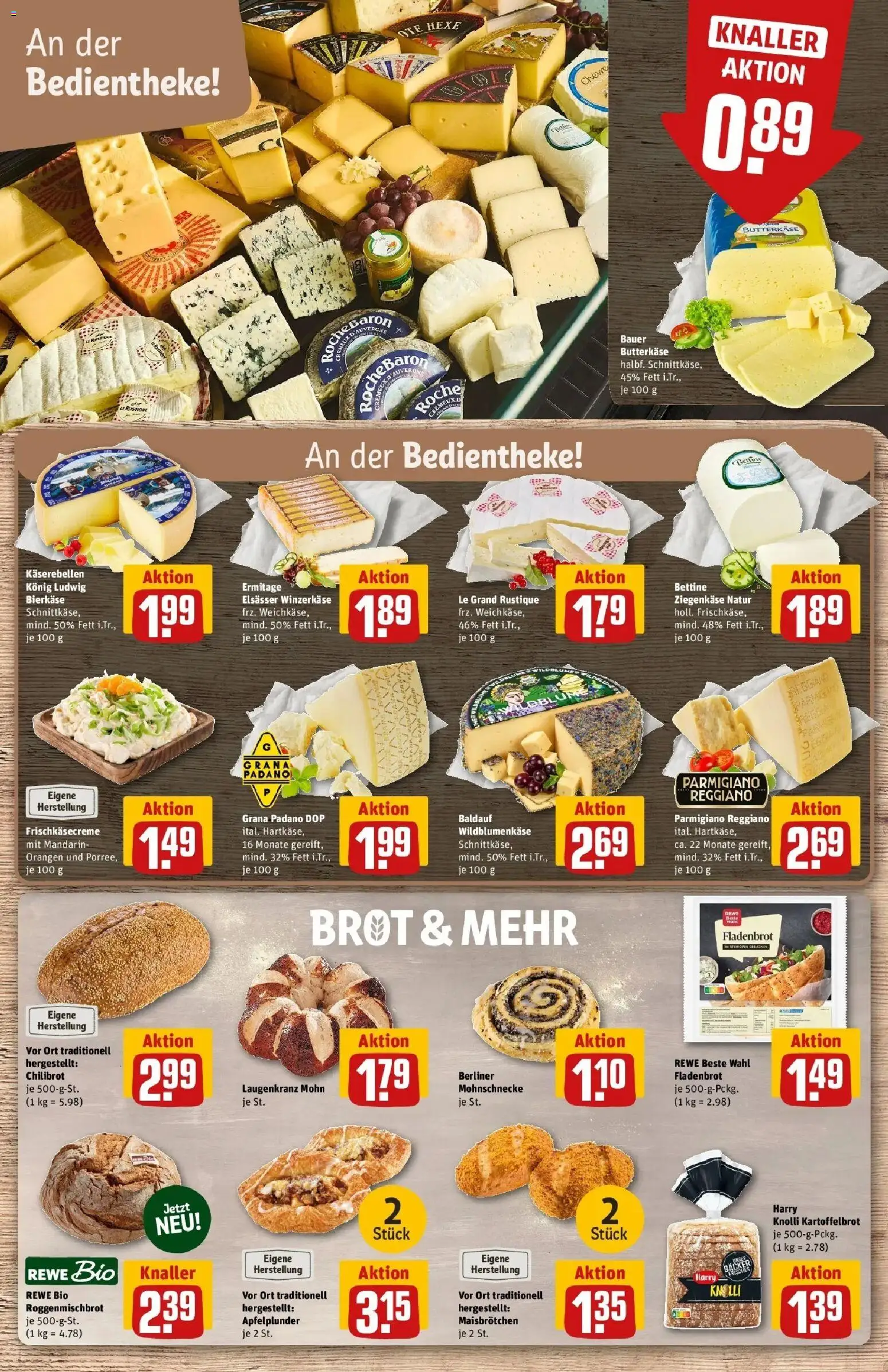 REWE Prospekt ab 03.08.2026 zum Blättern » Angebote | Seite: 11 | Produkte: Berliner, Ziegenkäse, Orangen, Brot