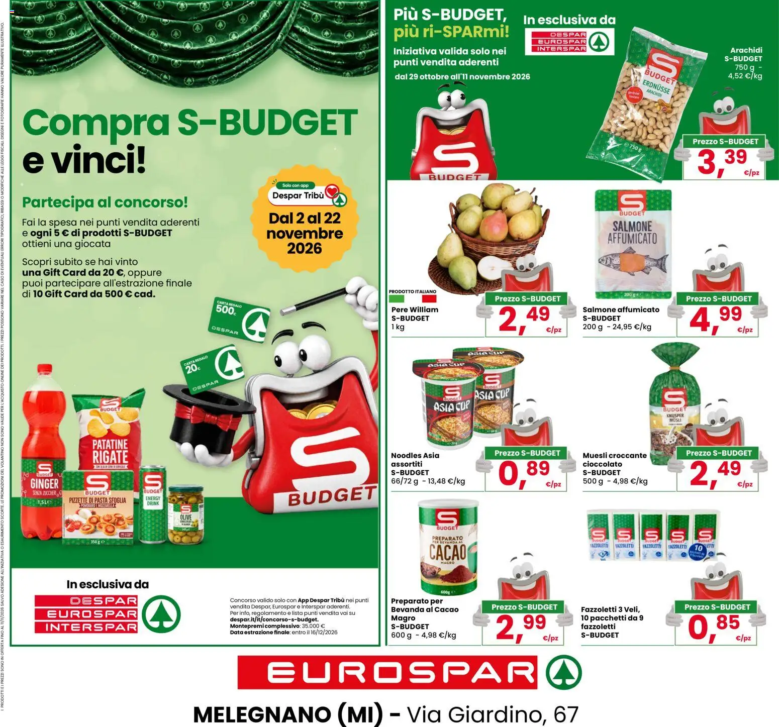 Volantino Eurospar del 29/10/2026 | Pagina: 24 | Prodotti: Patatine, Pasta, Data, Cacao