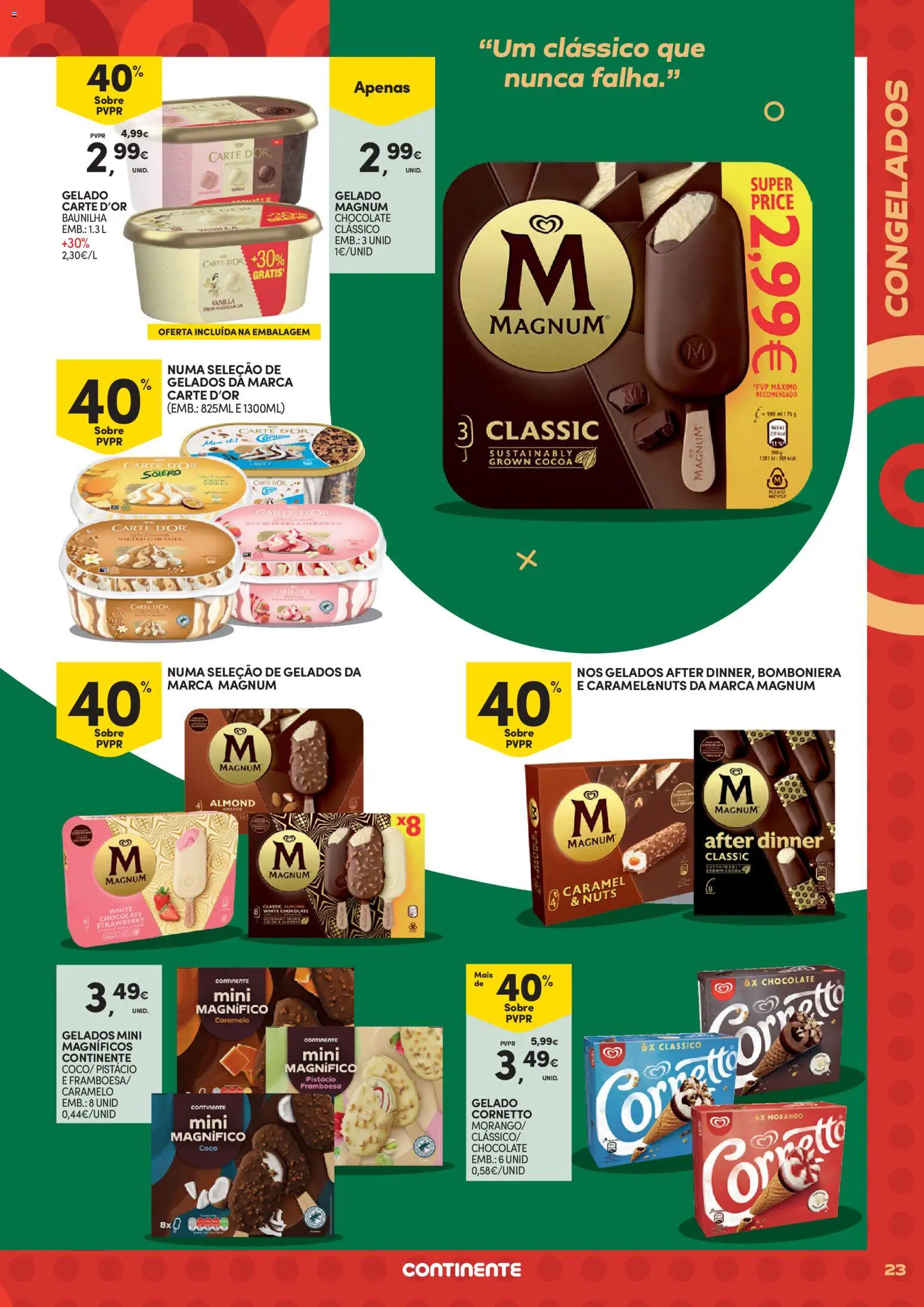 Continente - Futebol Alimenta a fome de vencer │ válido de 09.06.2026 | Página: 23 | Produtos: Gelado, Chocolate