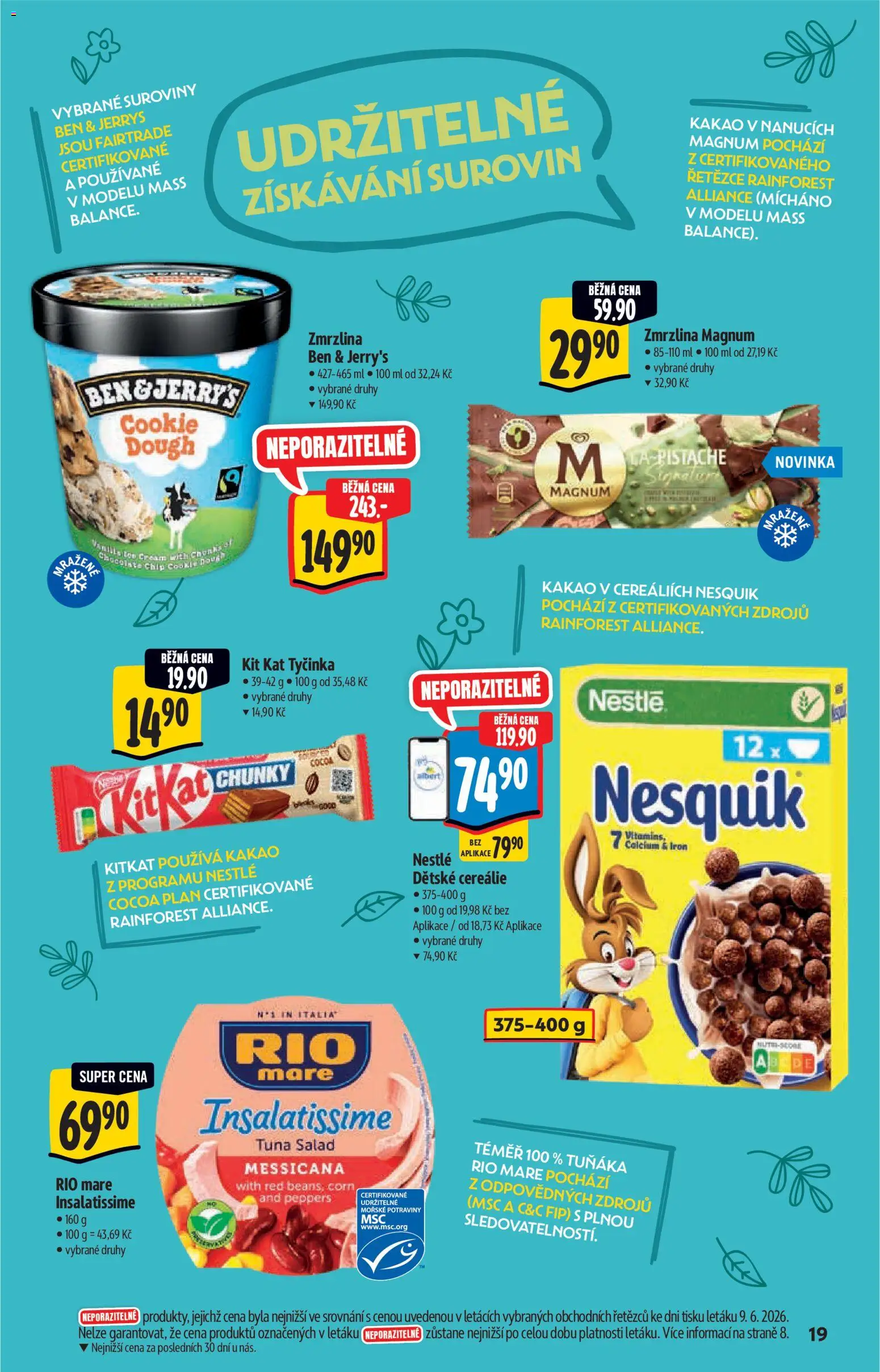Albert katalog - Supermarket od 17.06.2026 | Strana: 19 | Produkty: Cereálie, Ben & Jerry's, Nesquik, Kakao