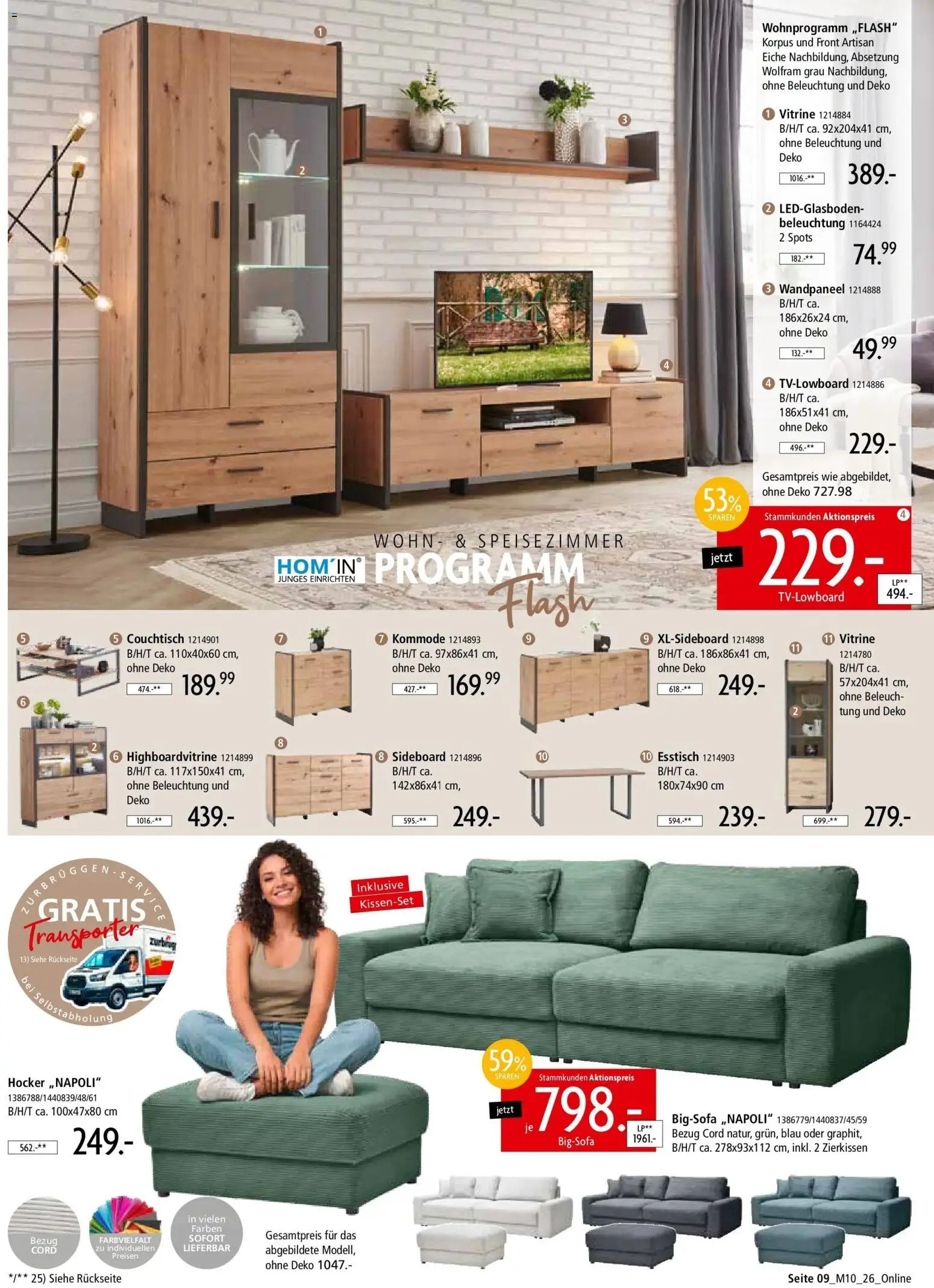 Zurbrüggen - Zurbrüggen: Mitnahme Möbel (ab 08.08.2026) zum Blättern | Seite: 9 | Produkte: Sideboard, Bigsofa, Kommode, Couchtisch