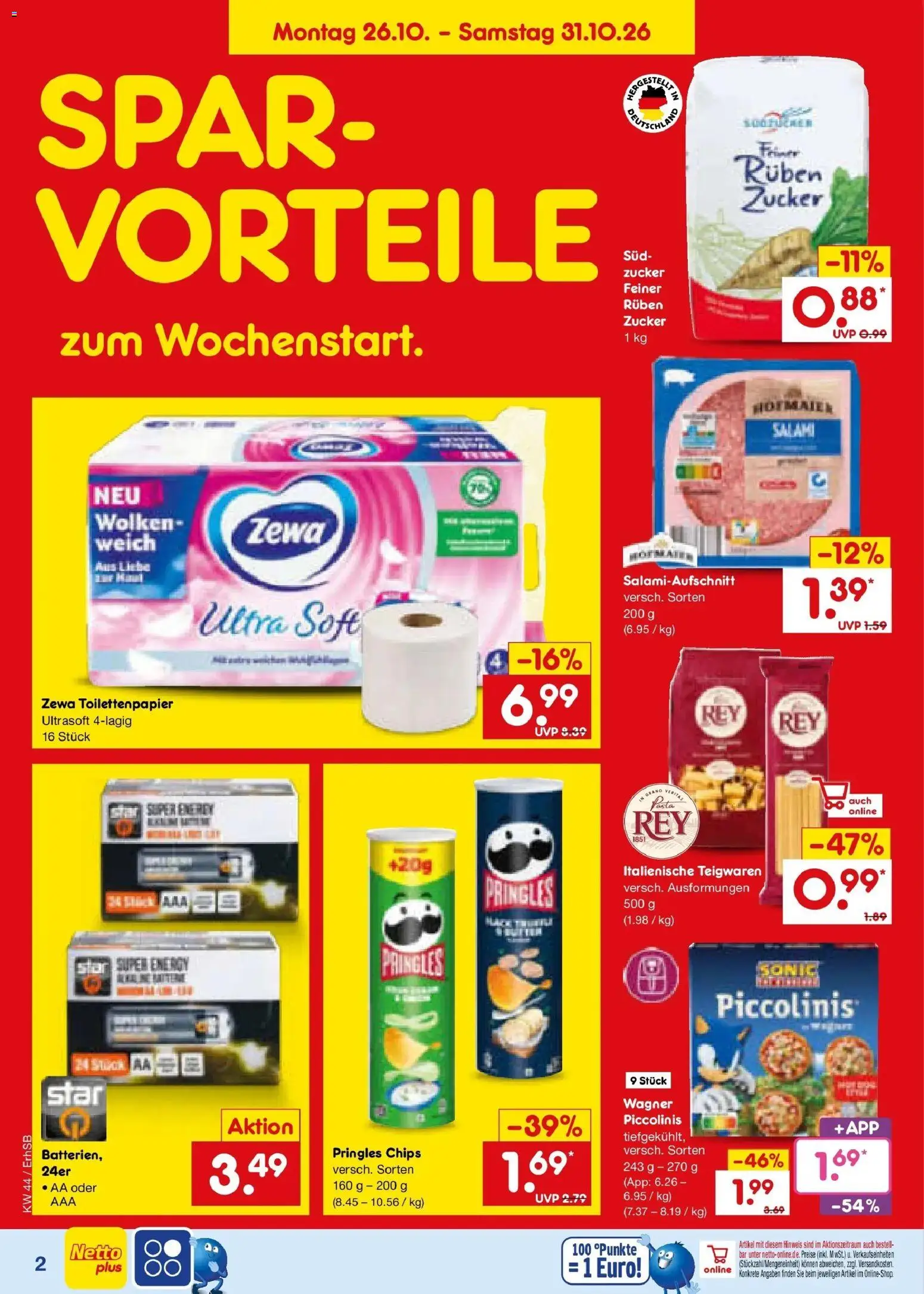 Netto Marken-Discount Prospekt München – gültig ab 26.10.2026 | Seite: 2 | Produkte: Piccolinis, Pasta, Pringles, Chips