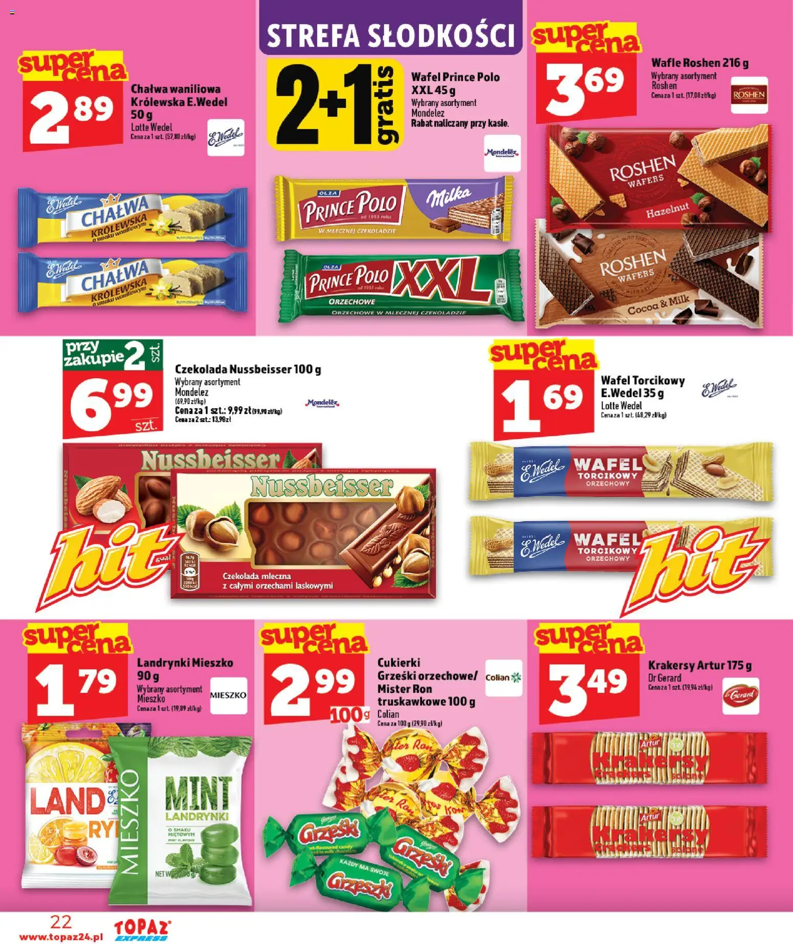 Topaz gazetka - Express od 09.07.2026 | Strona: 22 | Produkty: Prince polo xxl, Czekolada mleczna, Milka, Krakersy