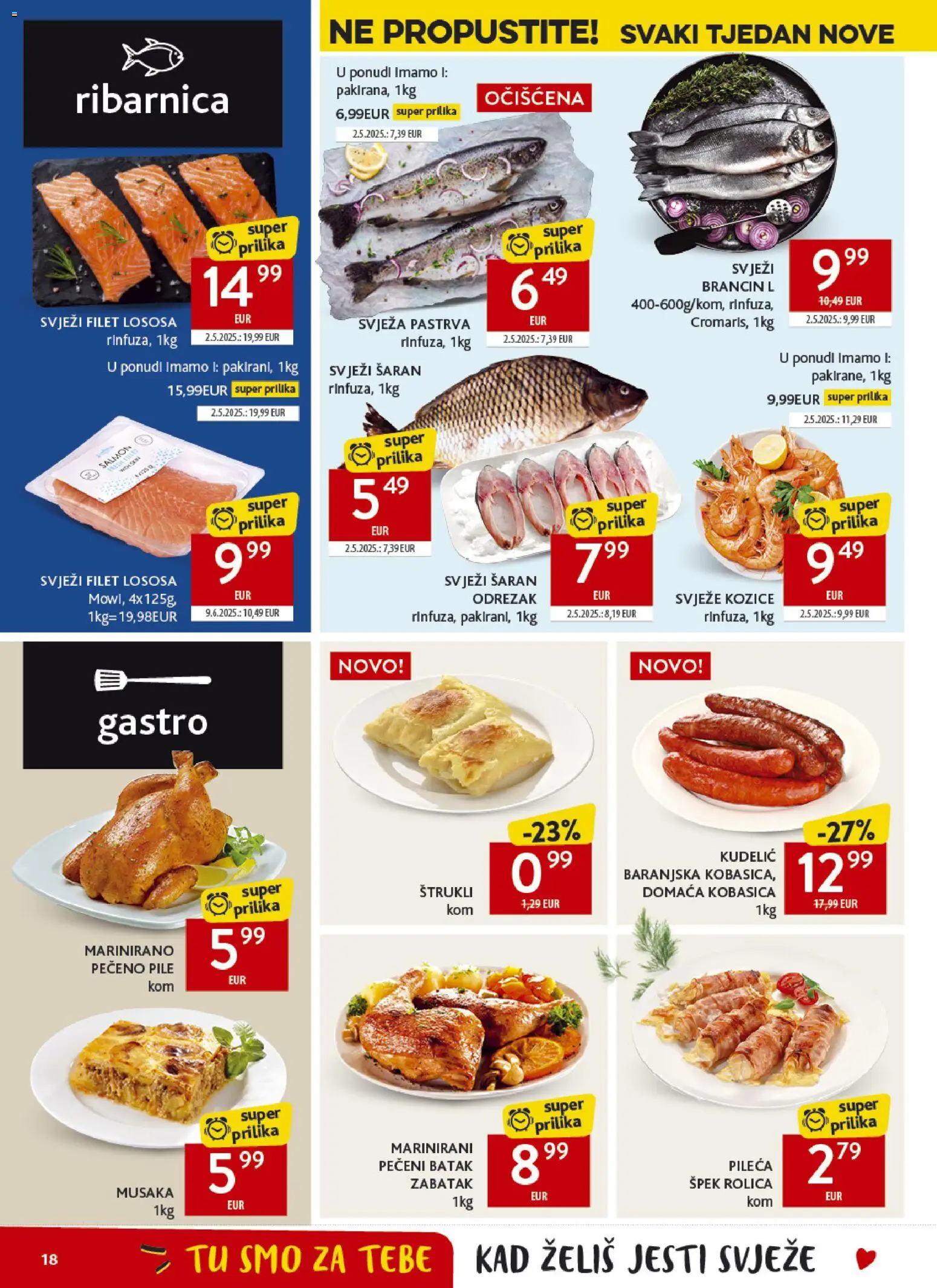 Konzum katalog | vrijedi od 03.06.2026 | Stranica: 18 | Proizvodi: Šaran, Brancin, Pečeno pile, Kozice