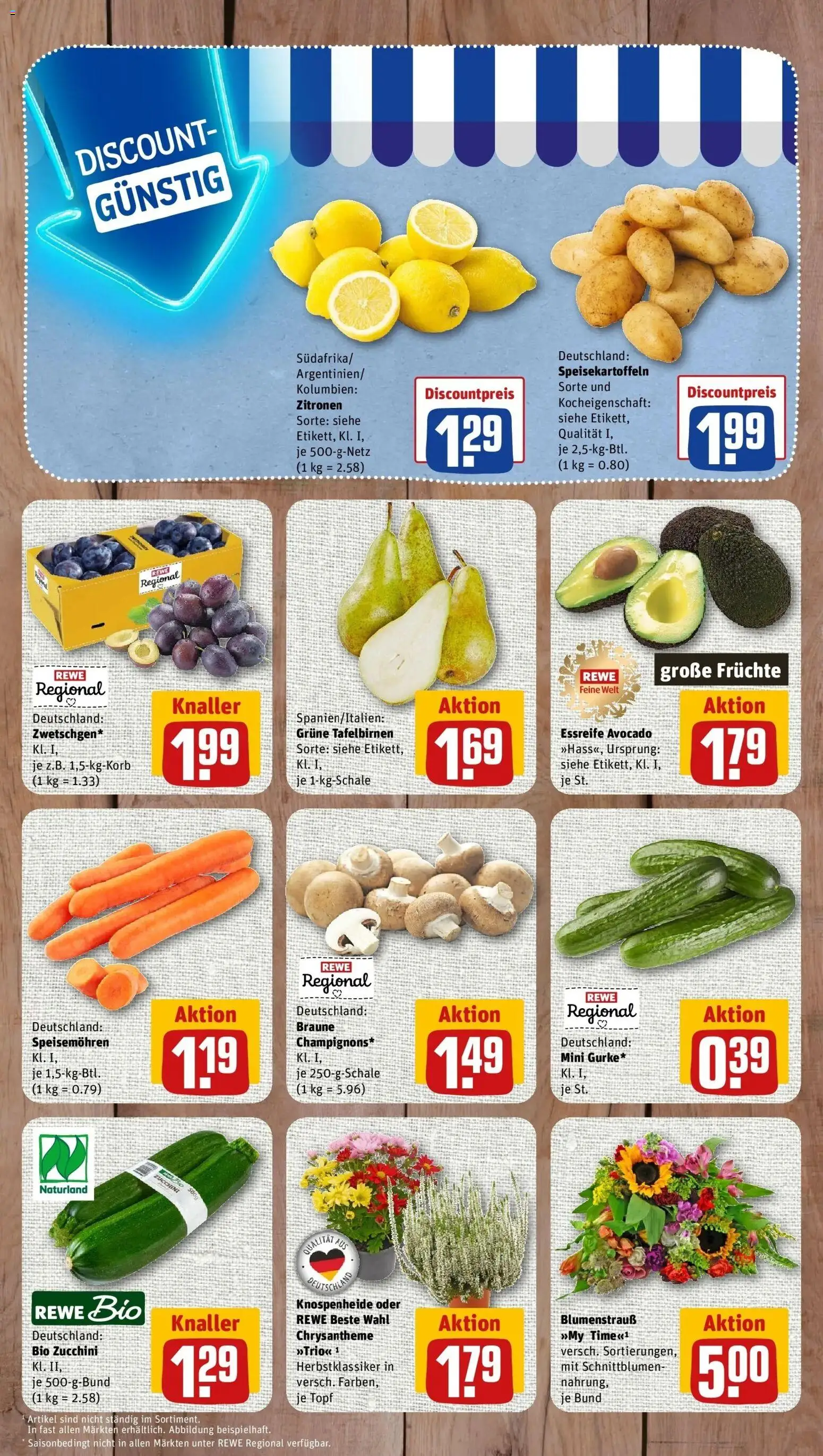 REWE Prospekt ab 17.08.2026 zum Blättern » Angebote | Seite: 3 | Produkte: Avocado, Zucchini, Zitronen
