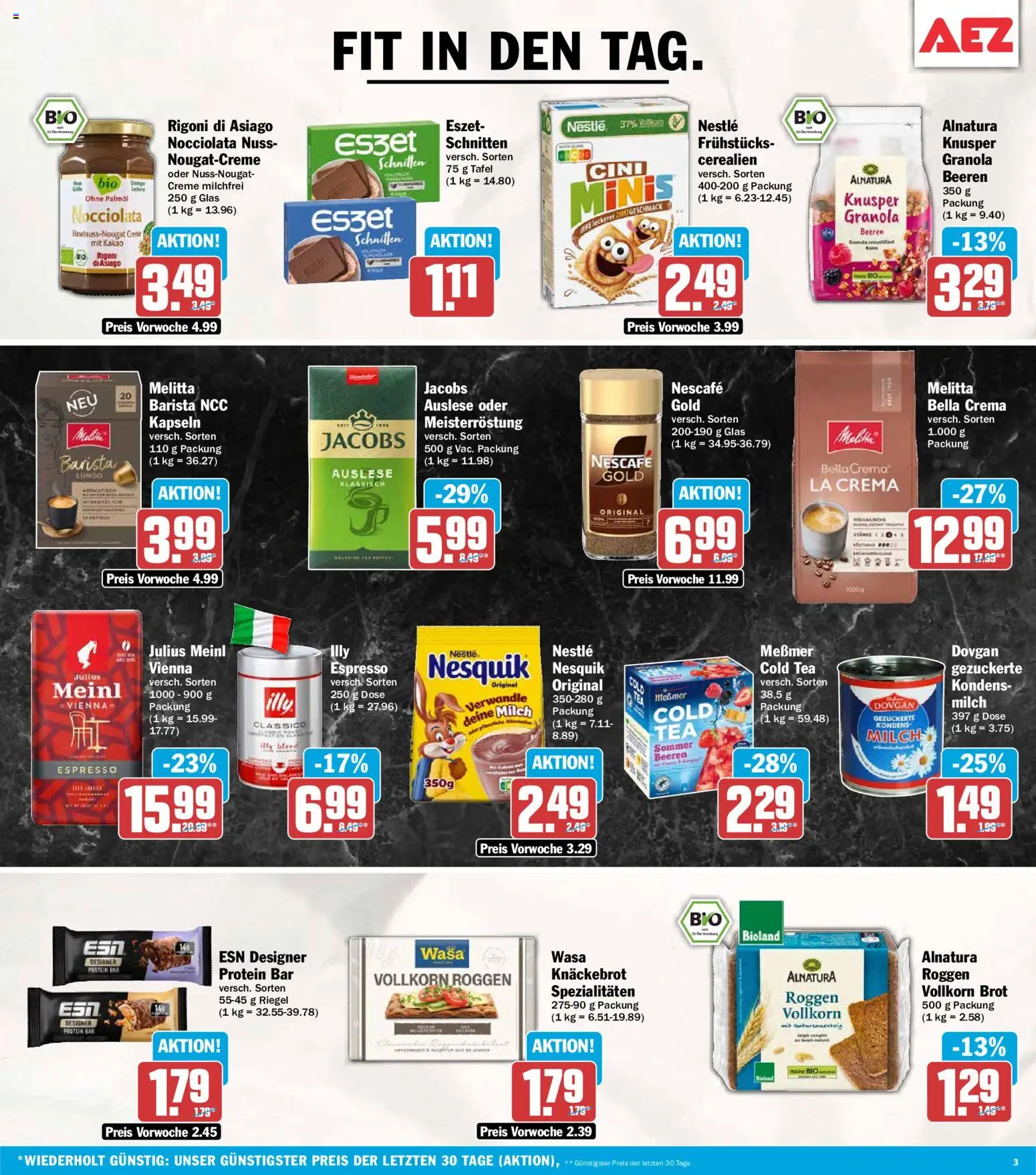 AEZ Prospekt – gültig ab 20.07.2026 | Seite: 3 | Produkte: Nescafe, Milch, Creme, Brot
