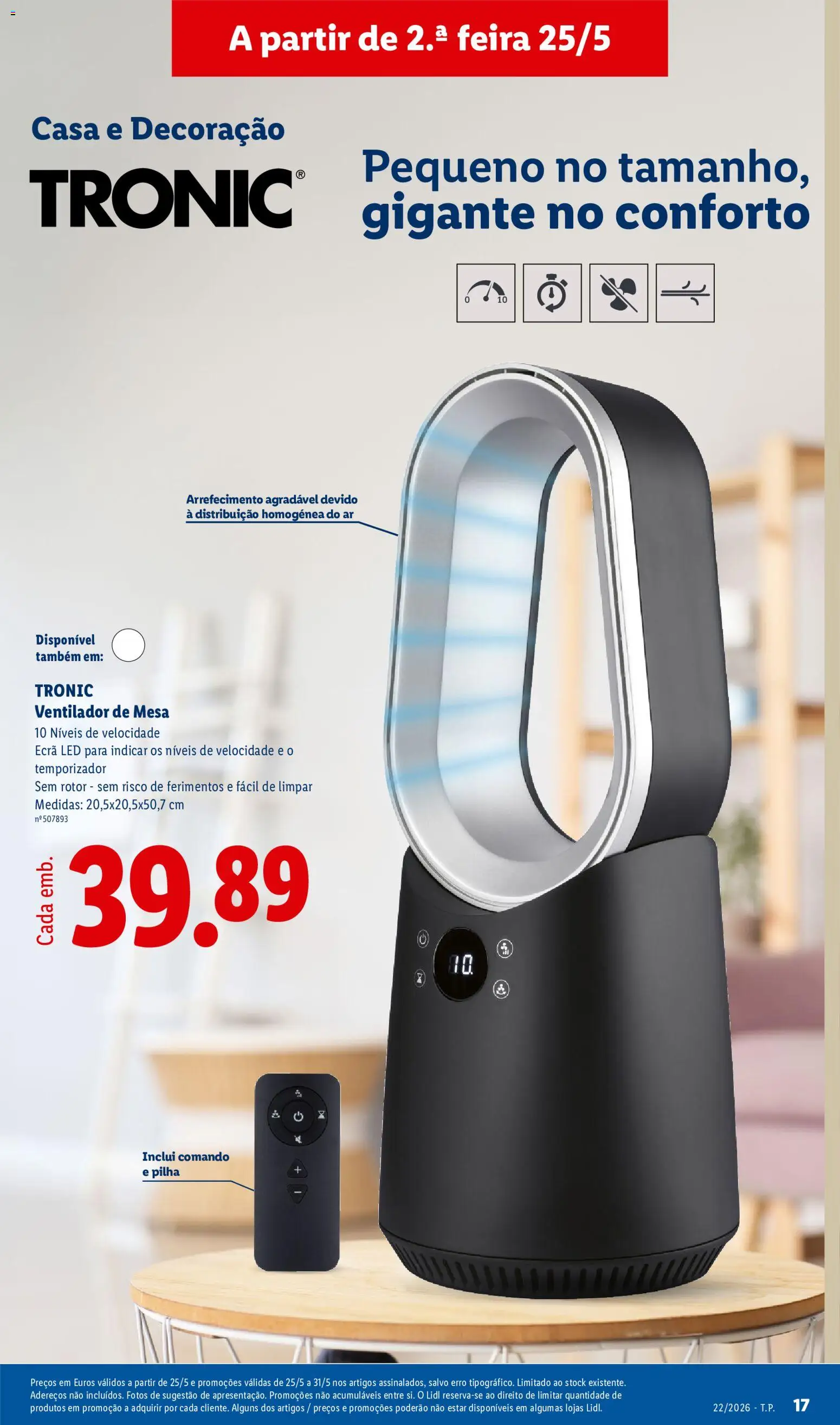 Lidl Novidades │ válido de 25.05.2026 | Página: 17 | Produtos: Ventilador, Mesa