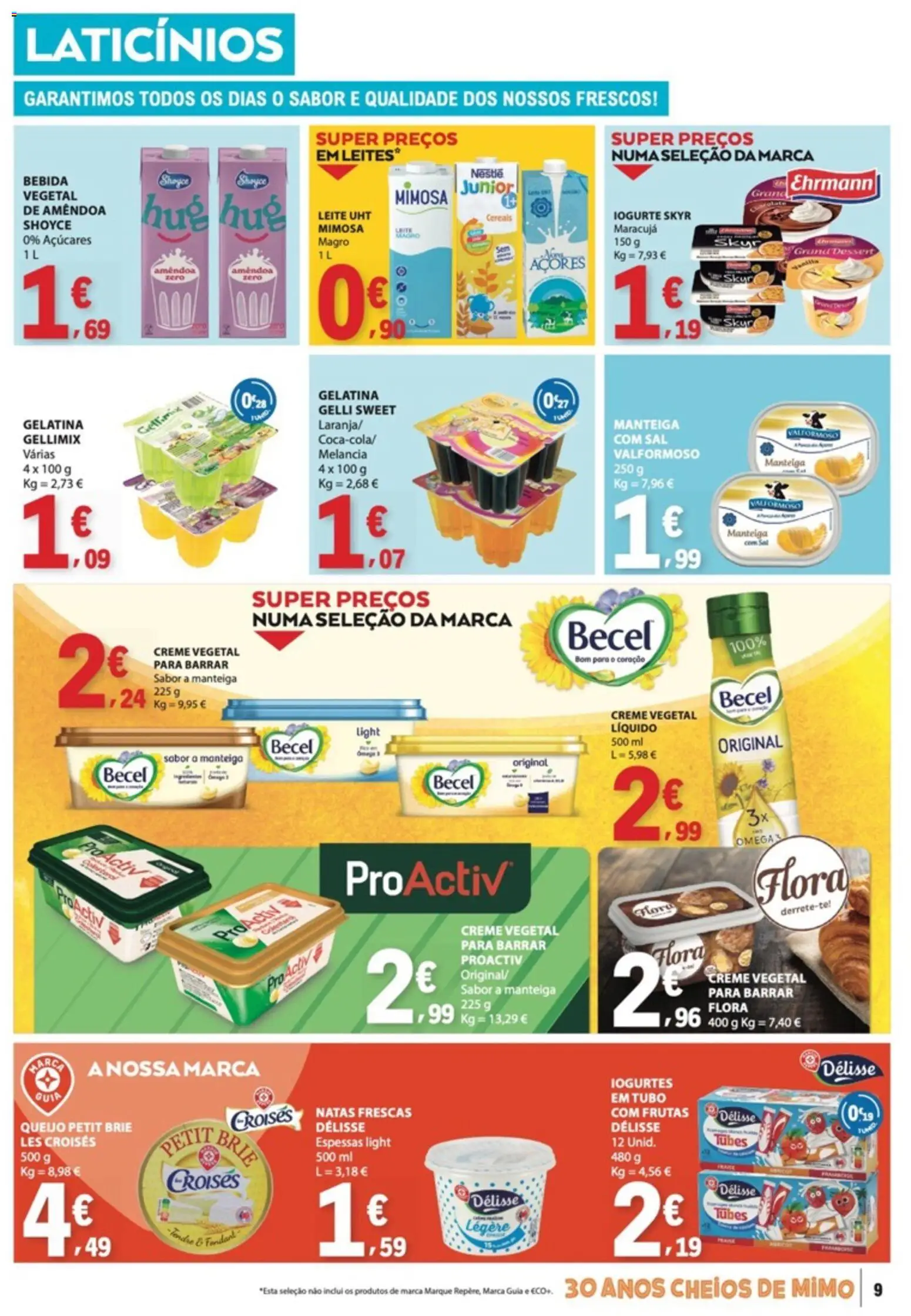 E.Leclerc folheto │ válido de 07.05.2026 | Página: 9 | Produtos: Manteiga, Iogurte, Natas, Bebida