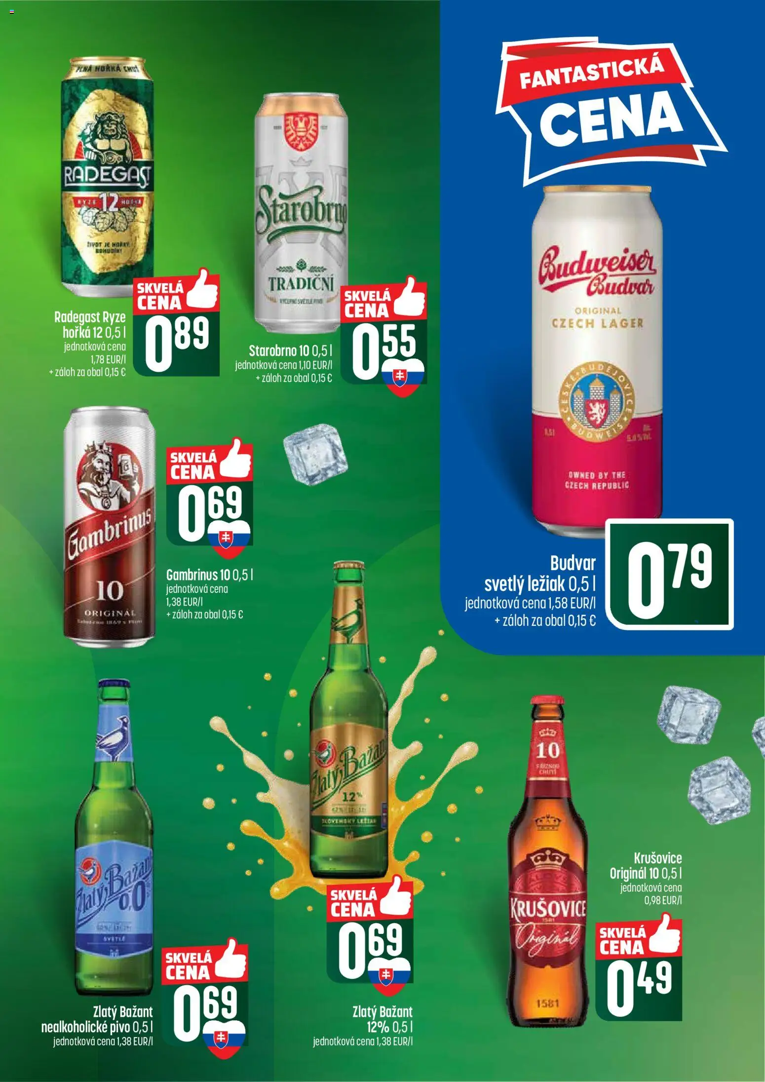 Nové COOP Jednota akcie – leták je platný od 21.05.2026 | Strana: 51 | Produkty: Radegast, Budvar, Nealkoholické pivo, Gambrinus