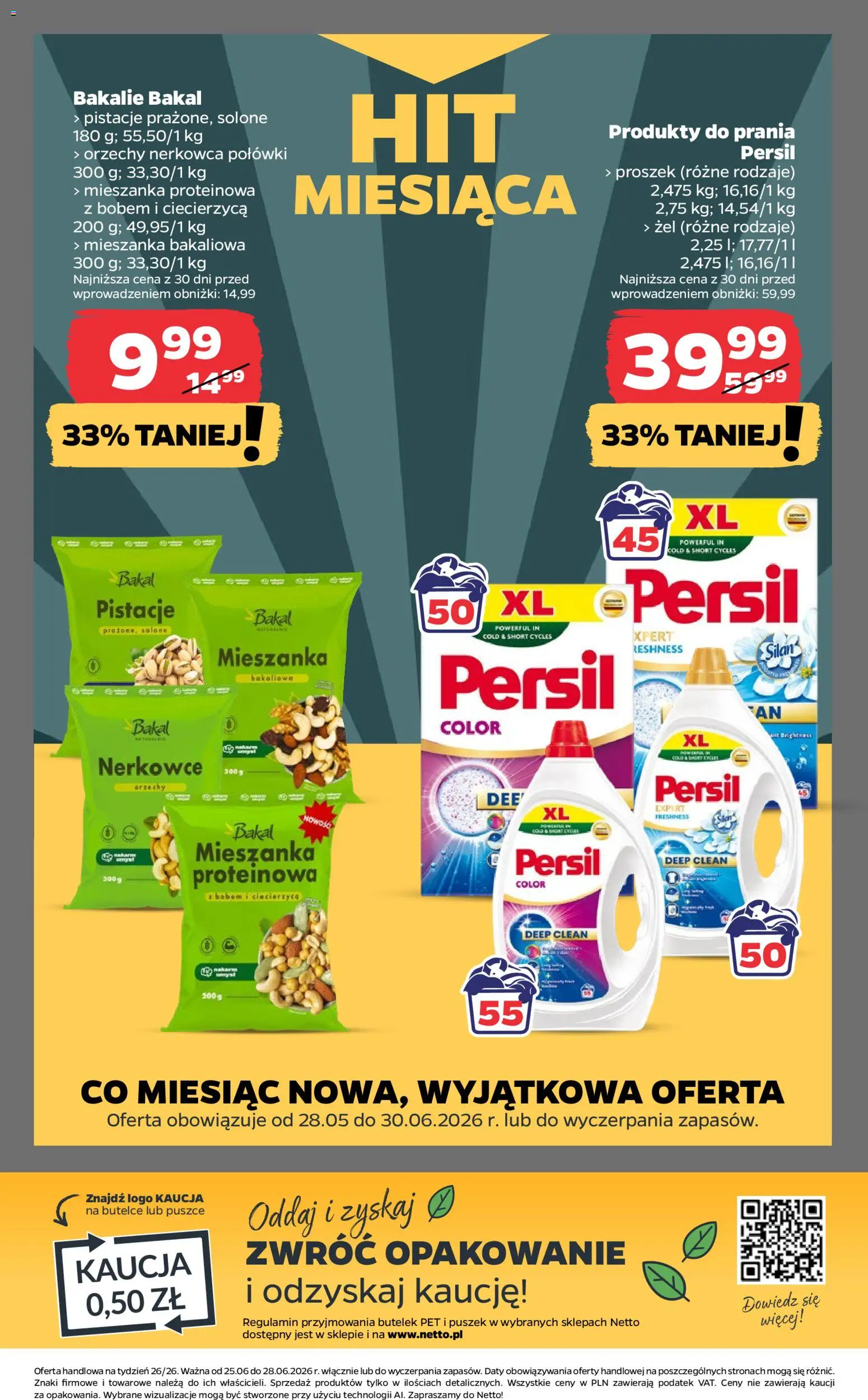 Netto gazetka od czwartku spożywcza od 25.06.2026 | Strona: 21 | Produkty: Persil, Ciecierzyca, Orzechy, Detergent