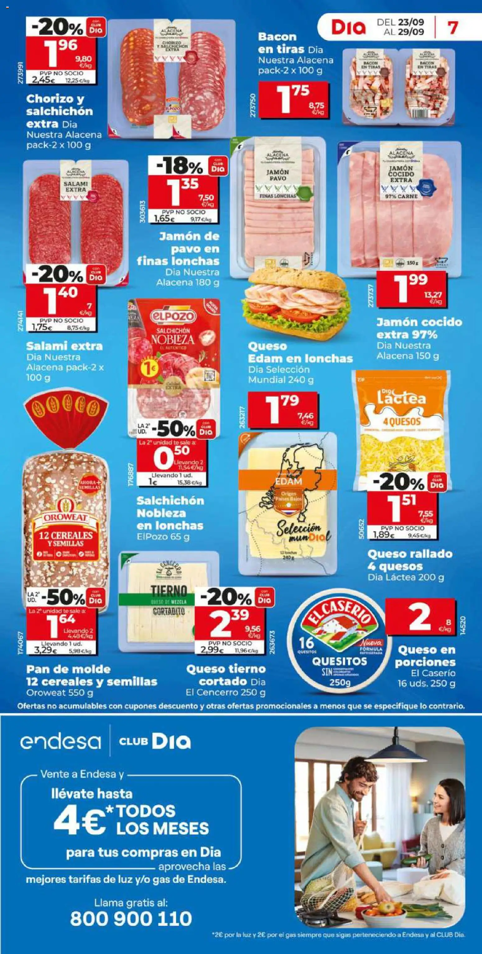 DIA folleto │ válido desde el 23/09/2026 | Página: 7 | Productos: Queso Edam, Queso, Jamón, Té