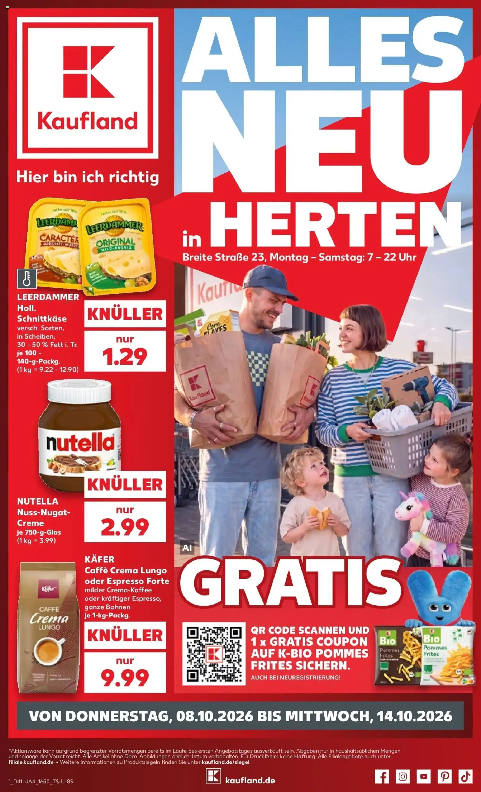 Prospekt Kaufland ab 08.10.2026 » Angebote Online zum Blättern | Seite: 1 | Produkte: Pommes, Leerdammer, Creme, Uhr
