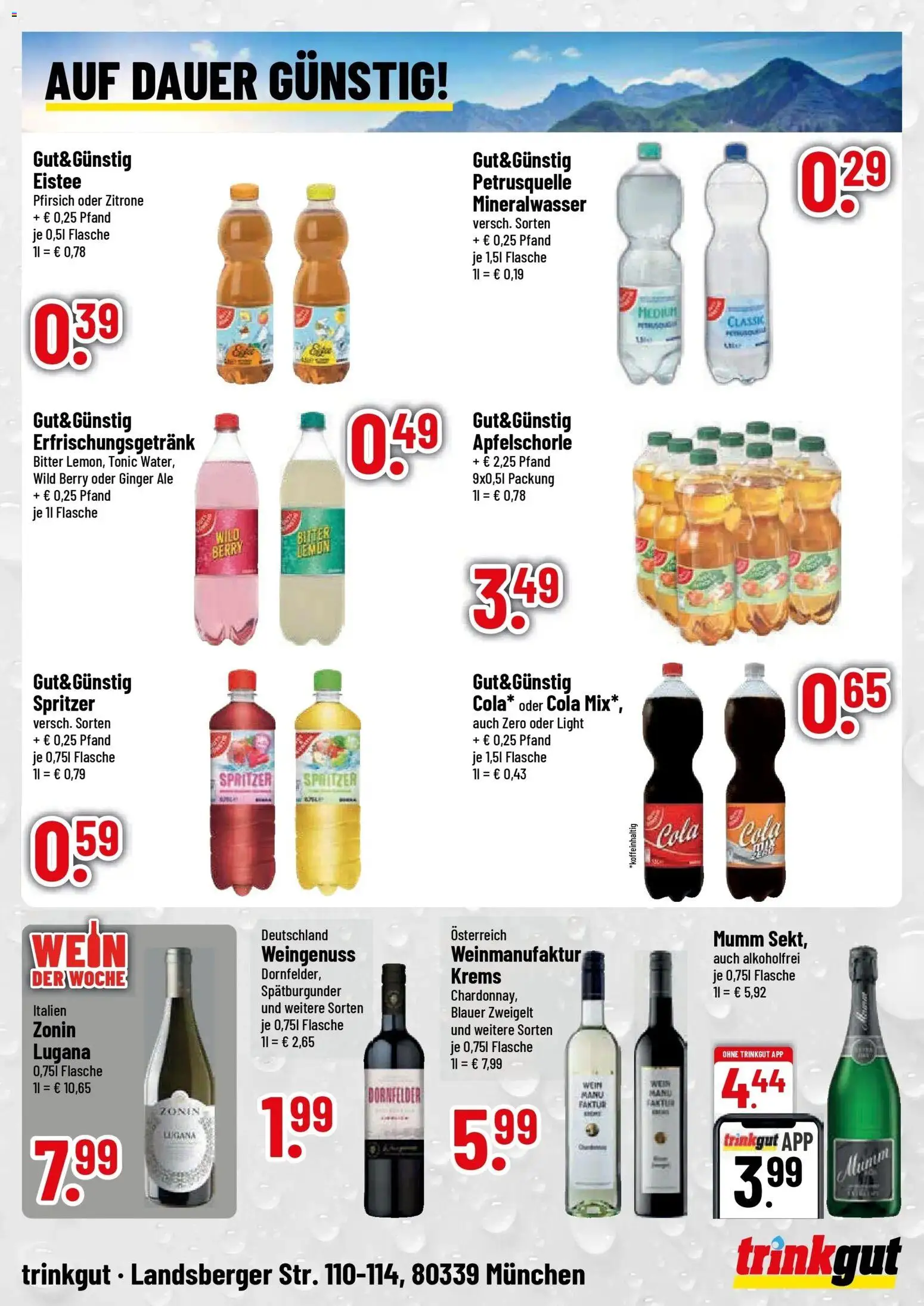 Trinkgut Prospekt München (ab 10.08.2026) » Angebote online | Seite: 4 | Produkte: Butter, Mineralwasser, Pfirsich, Wein