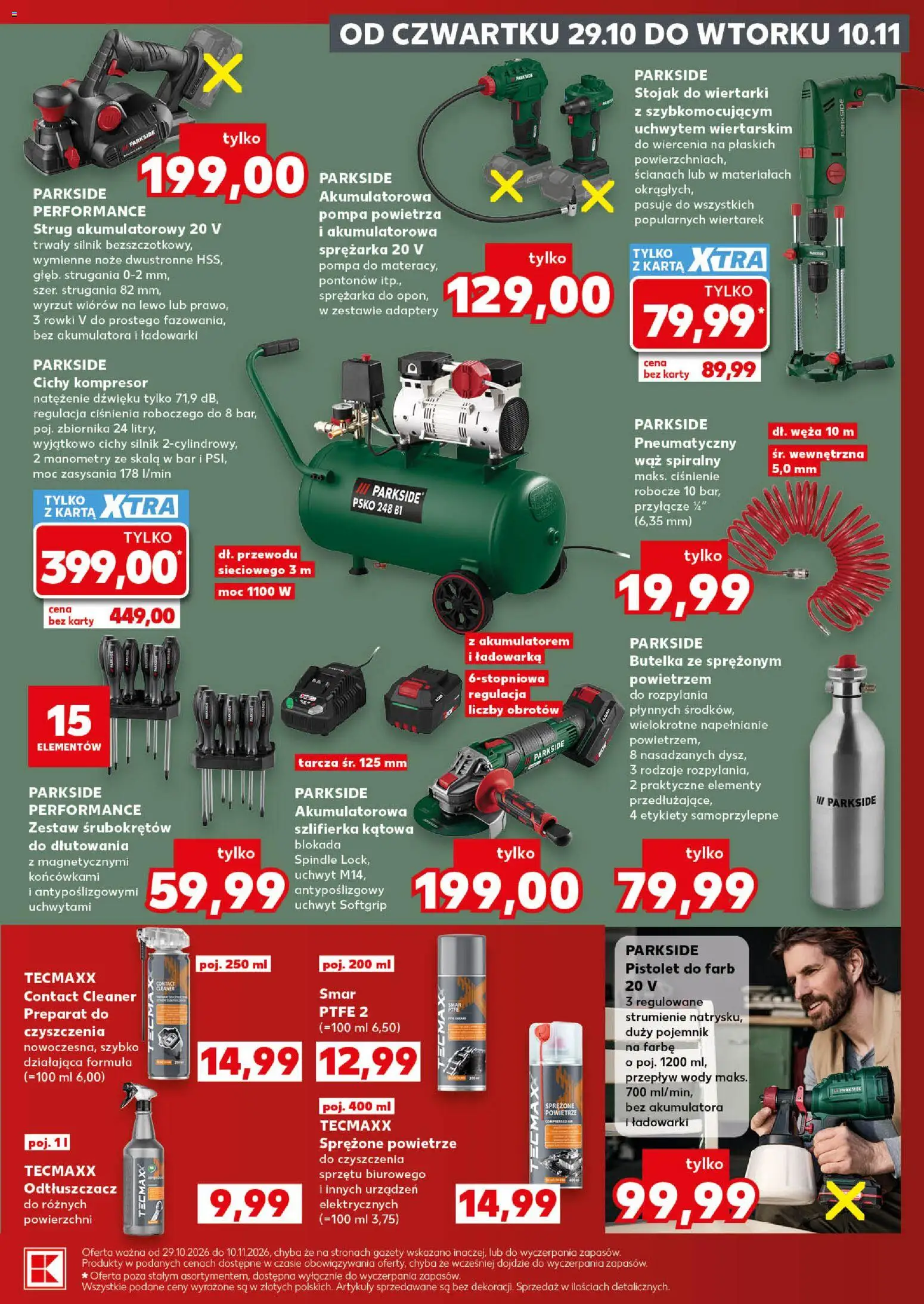 Kaufland Polsko leták - Złap okazje od 29.10.2026 | Strana: 13 | Produkty: Parkside, Nože, Kompresor, Karty