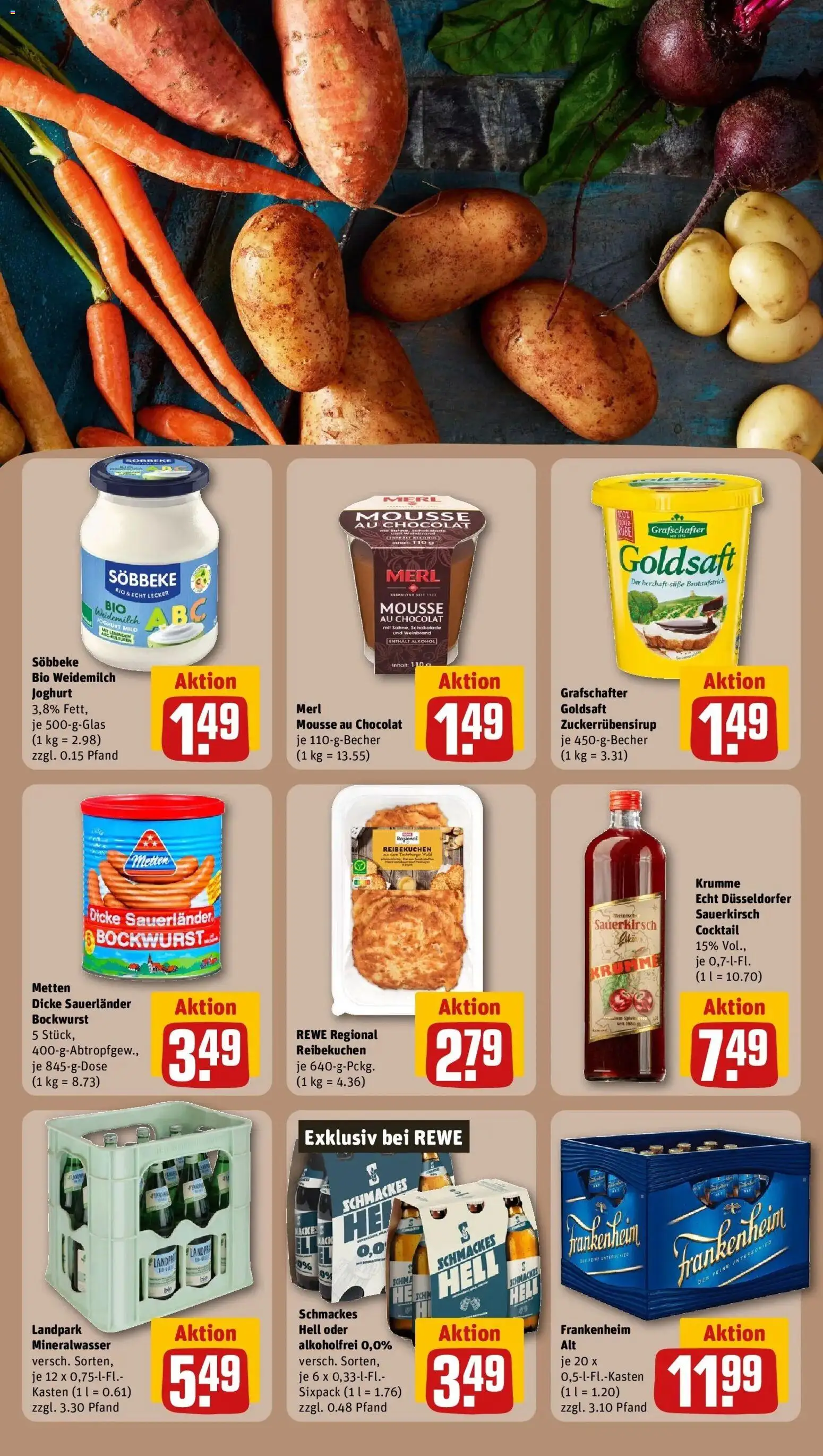 REWE Prospekt ab 26.10.2026 zum Blättern » Angebote | Seite: 25 | Produkte: Joghurt, Schokolade, Mineralwasser, Alkohol